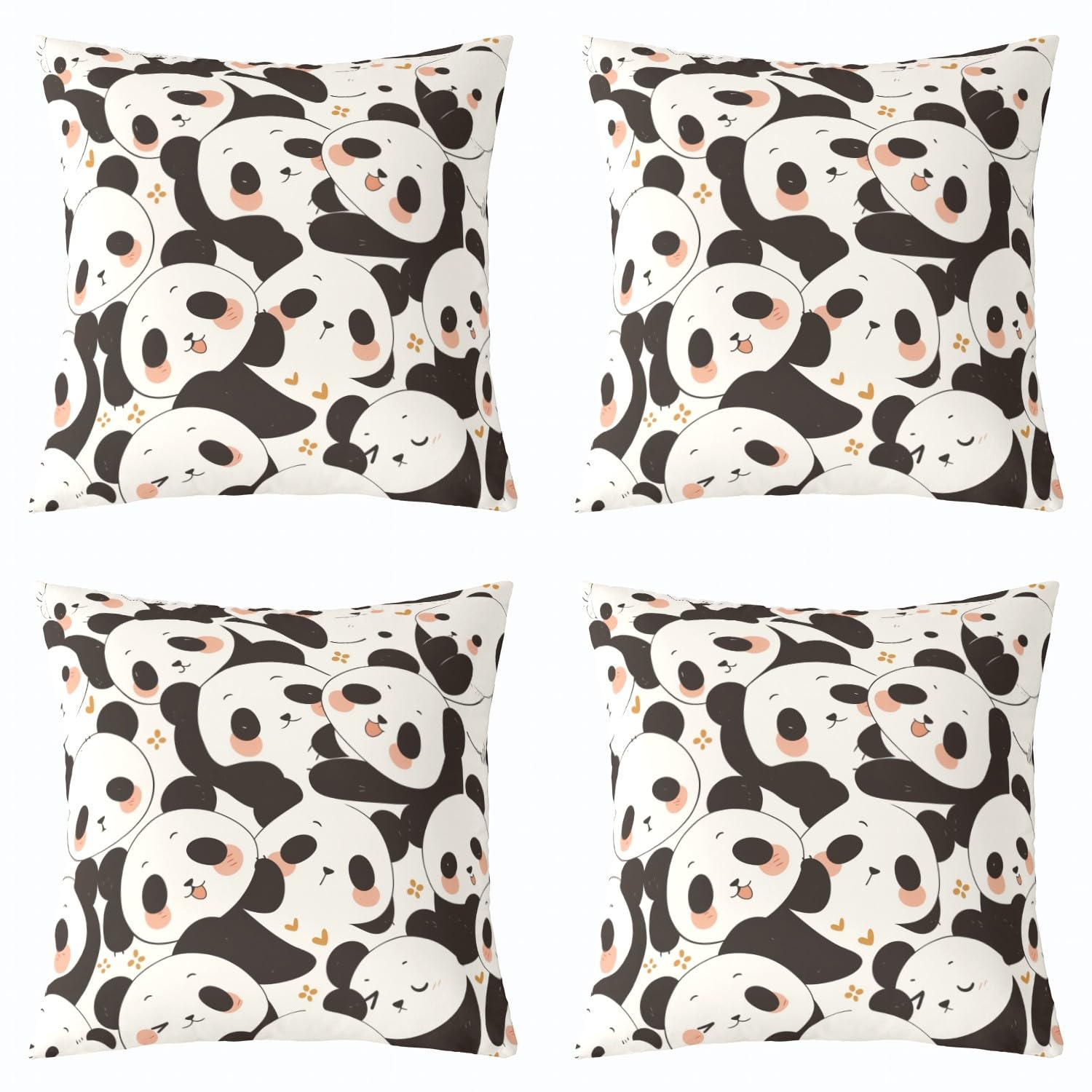 Loussiesd Dziecięce urocze poszewki na poduszki z pandą 50 x 50 cm, motyw zwierzęcy, panda, poszewki na poduszki do domu, na sofę, łóżko, kanapę, wystrój pokoju dla chłopców, dziewcząt, czarno-biała