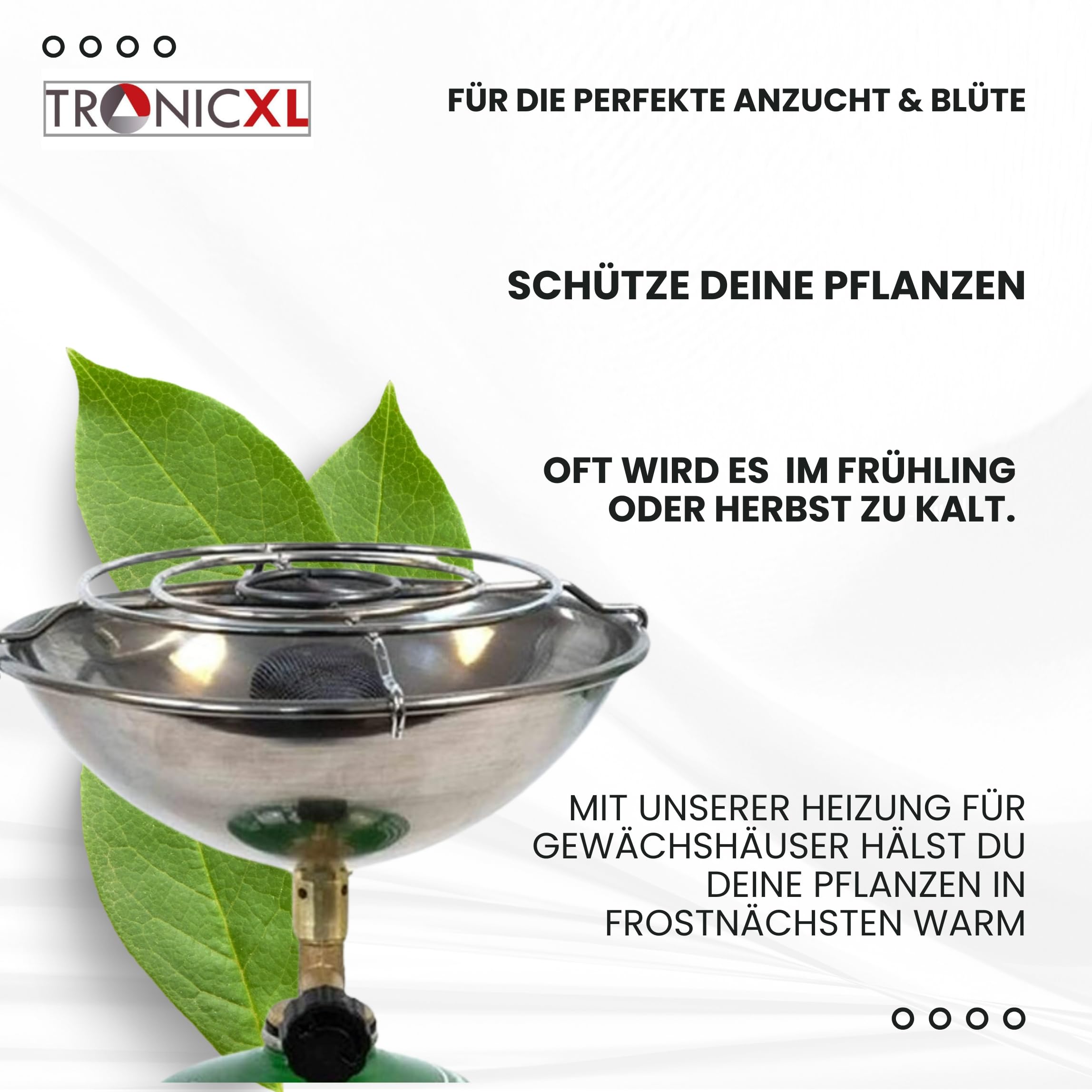TronicXL Gewächshaus Heizung Grow ohne Strom Grower Anbau Outdoor Zubehör für Gas Kartuschen Schraubventil