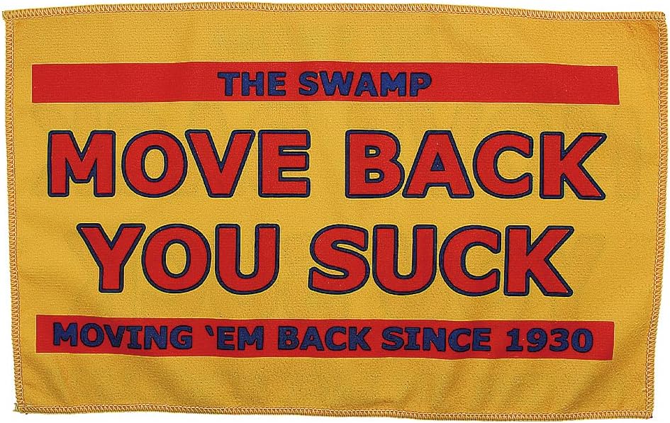Veworn Move Back You Suck Sports Towel Funny College Football Fan Towel Game Day Essential Gift for University Football Fans & Students (Yellow)