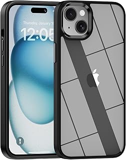 saputu for iPhone 13 Mini case/iPhone 12 Mini case,Crystal Clear Hard PC Back +Soft TPU Frame Shockproof Military-Drop Protection,Classic Hybrid Case foriPhone 13 Mini/12 Mini-5.4",Black