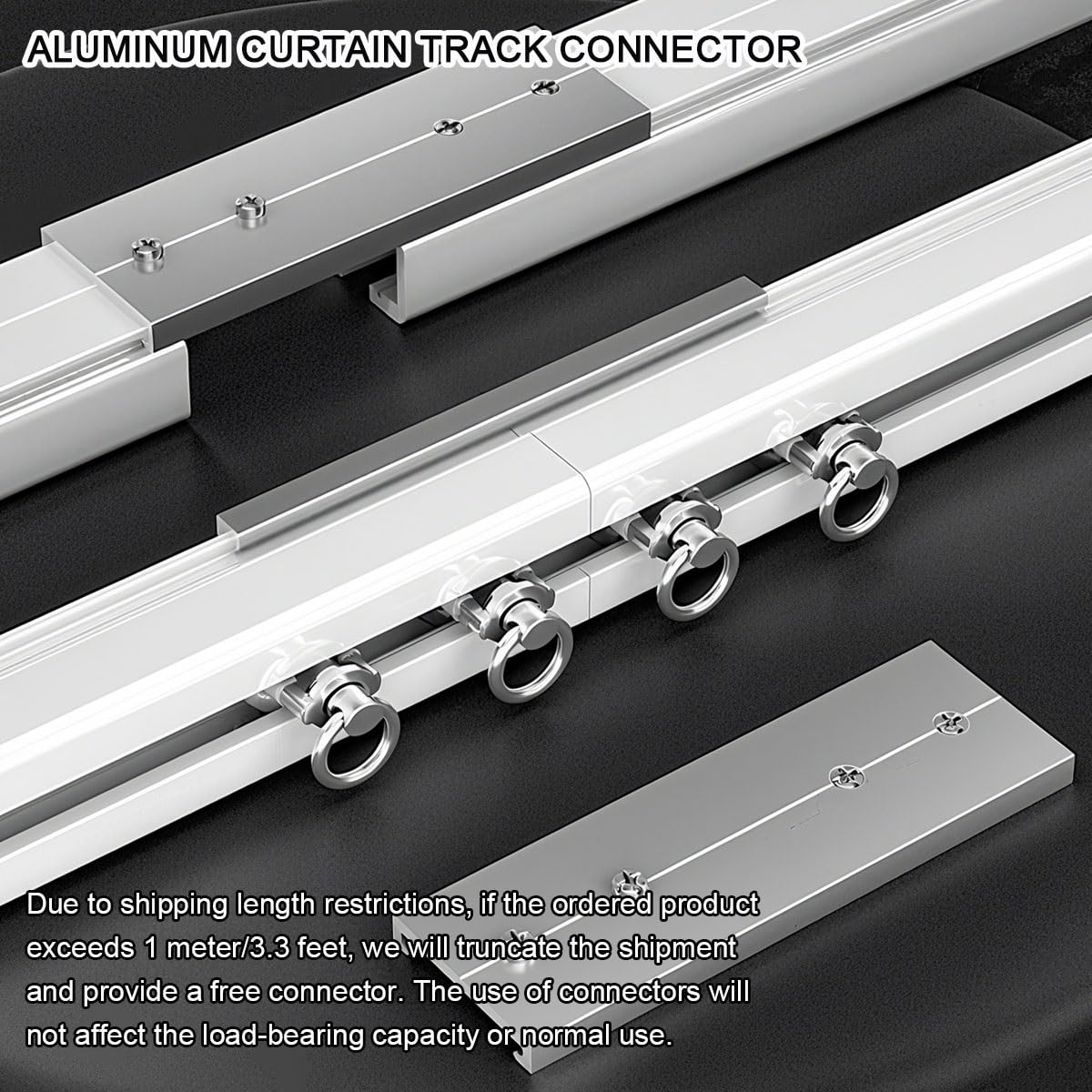 Aluminium-Schiene, weiß, 1-lagig, 0,515 m, Decken- und Wandmontage, Raumteiler mit Faltenhaken (5 m) für Wohnzimmer, Heimdekoration, Soluts