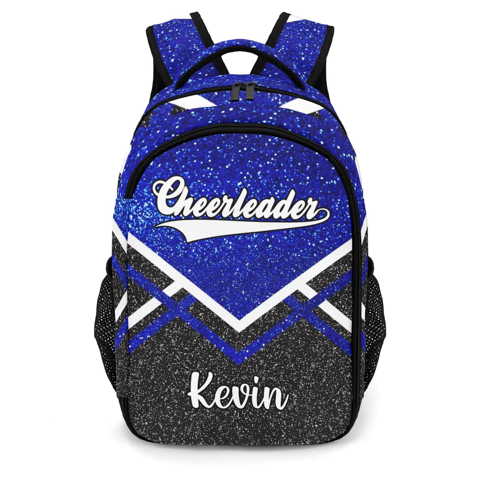 XOZOTY Bling Print Blue Cheerleader Cheer Backpack Personalized with Name for Men Women Shoulder Bag Laptop Bag Bookbag