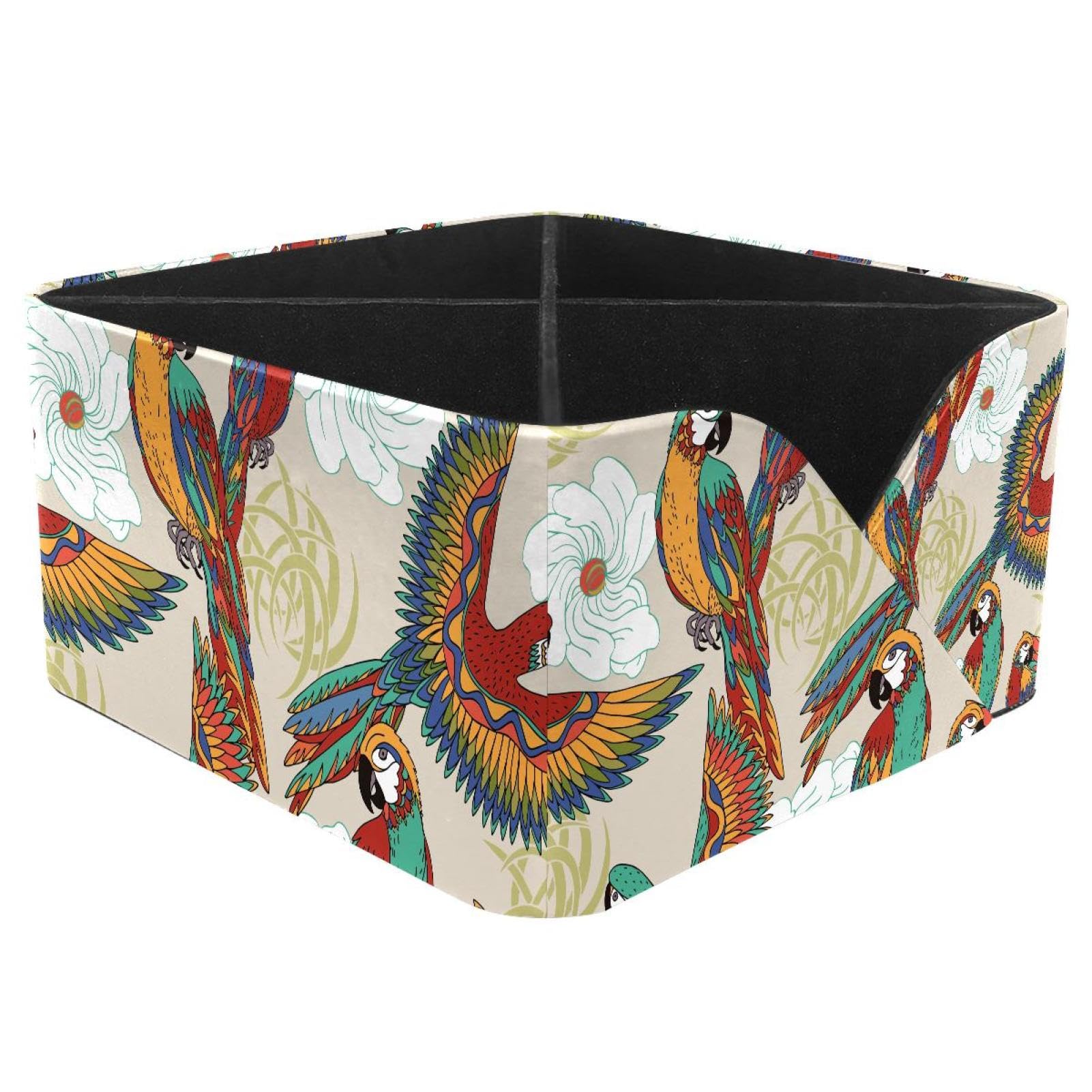 KengjuTesu Colorful Animals Parrot Bird Desktop Organizer Pen Holder, Rectangular Pencil Cup for Office, Study and Makeup Stations