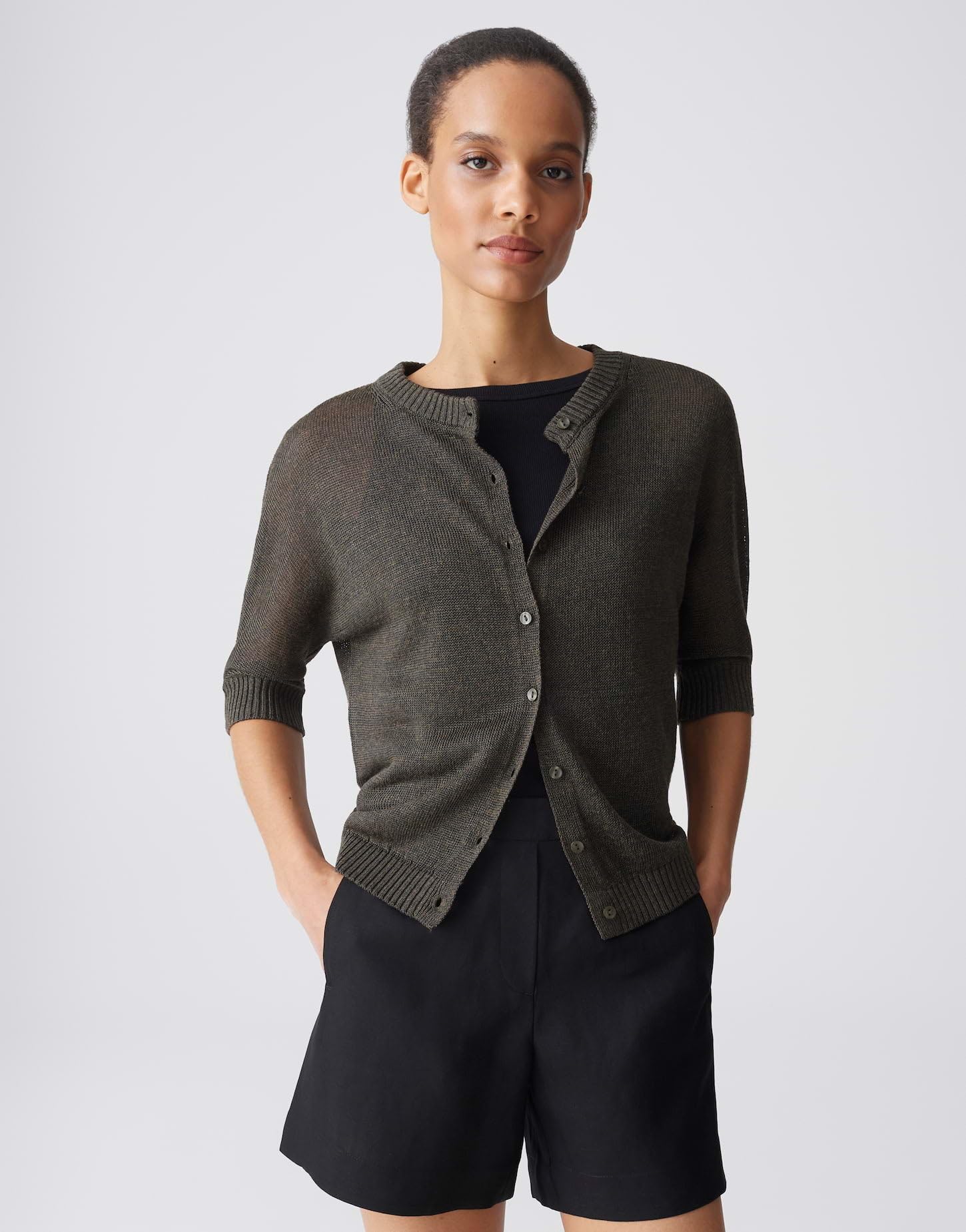 OPUS Damen Strickjacke | Cardigan aus softem Feinstrick Slim Fit