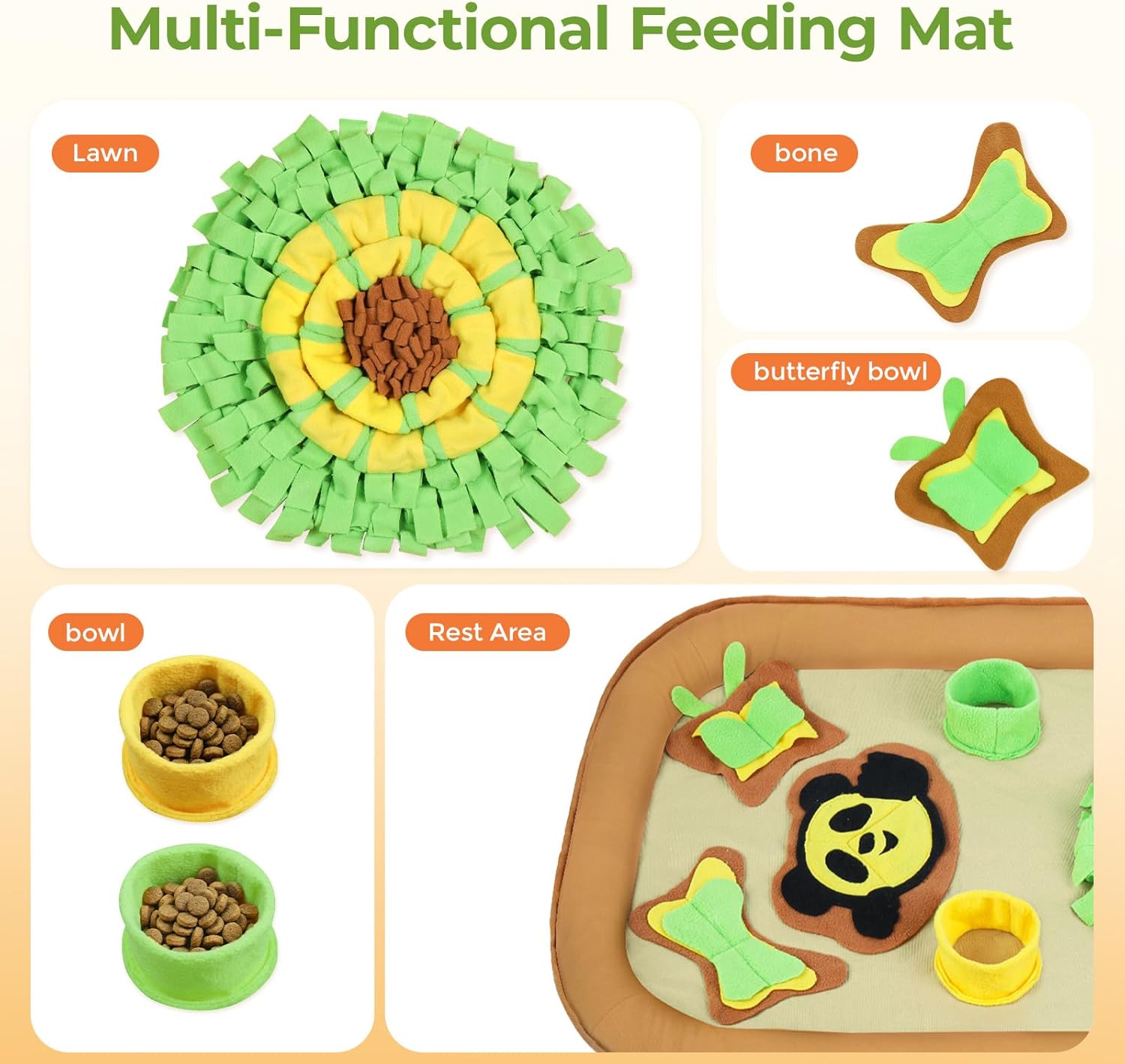 2IN1 Dog Bed Mat&Snuffle Mat for Dogs Large Breed, 28.3''x28.3'' Interactive Puzzle Dog Food Mat, Easy to Clean, Durable, Mental Stimulation & Slow Feeding Game for All Breeds