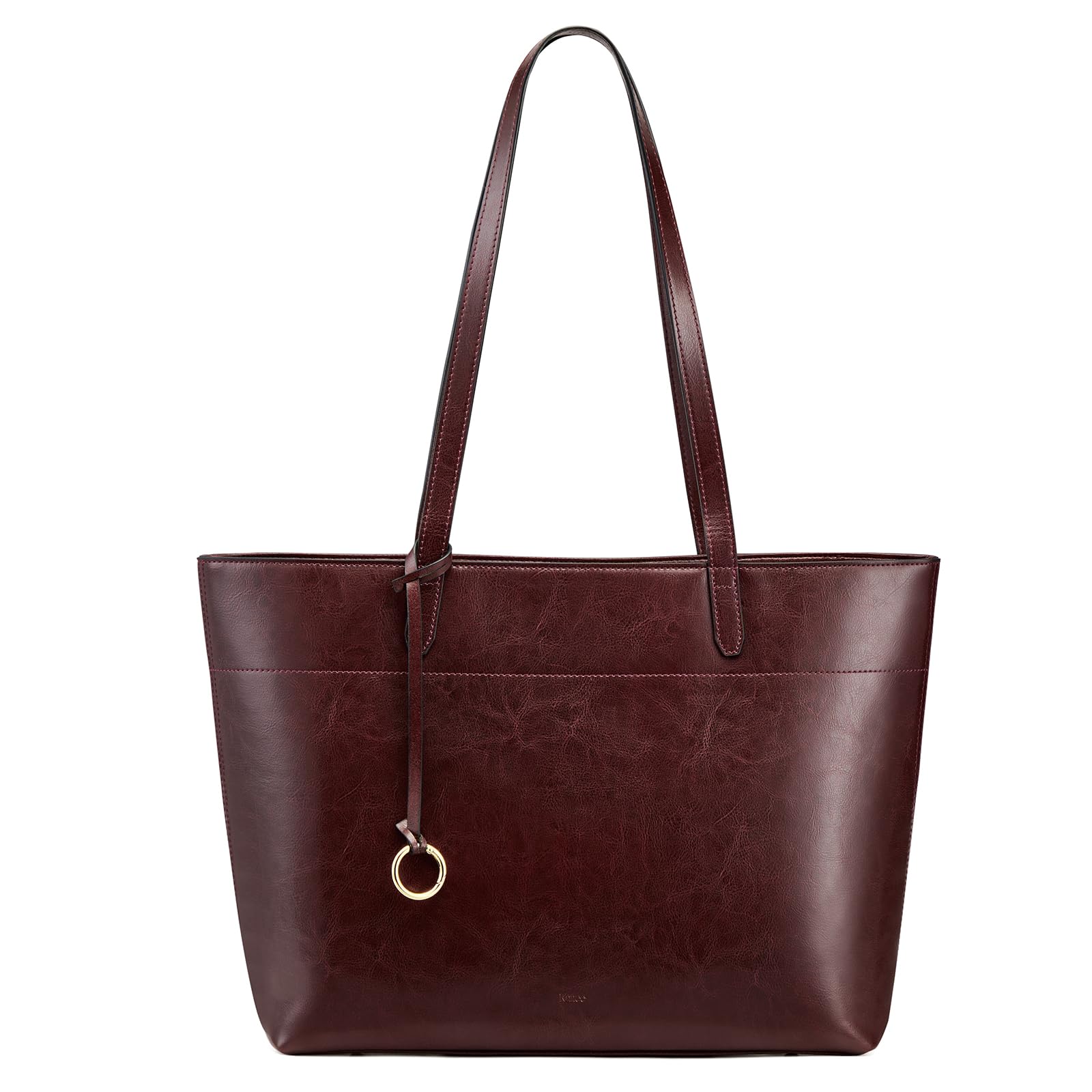 Kattee Bolso de mano vintage de piel auténtica para mujer, grande, con compartimento con cremallera, bolsos de viaje