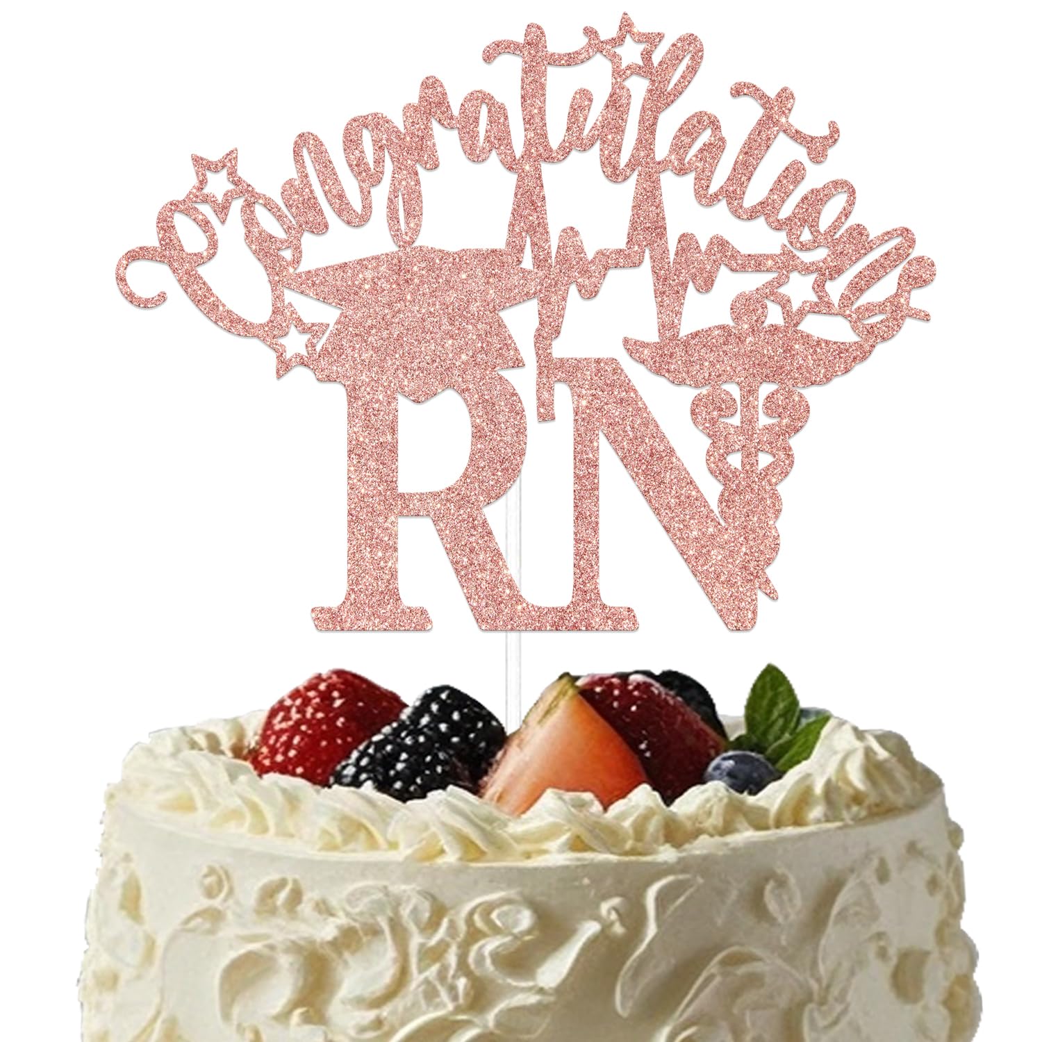 Congratulations RN Cake Topper RN Graduation Party Decorations Nursing Graduation Party Supplies Nurse Decor Rose Gold