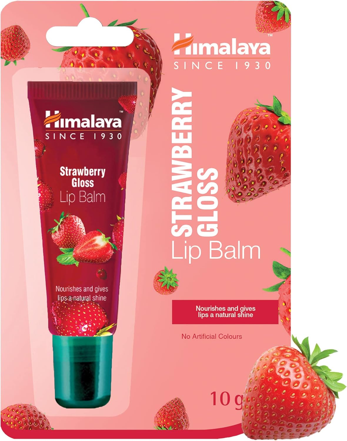 Himalaya Strawberry Gloss Lippenbalsem Voor Zachte, Gehydrateerde Lippen Met Een Vleugje Kleur, Glanzende Glans, 10 G