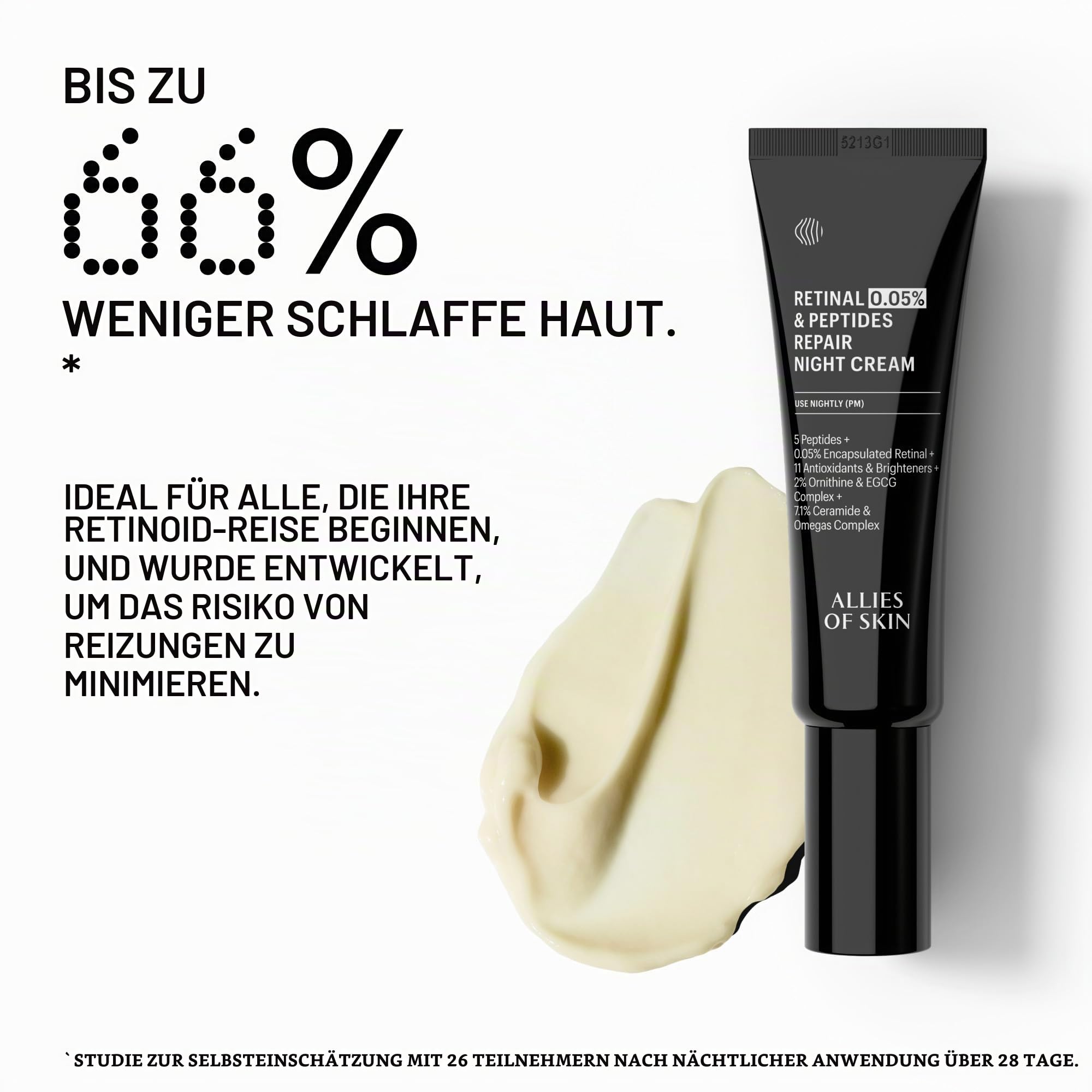 Allies Of Skin Retinal 0.05% Peptides Repair Night Cream with 0.05% Encapsulated Retinaldehyde, Peptides, 2% Ornithine, EGCG Complex, 11 Brighteners, Antioxidants, and 7.1% Ceramide & Omegas Complex