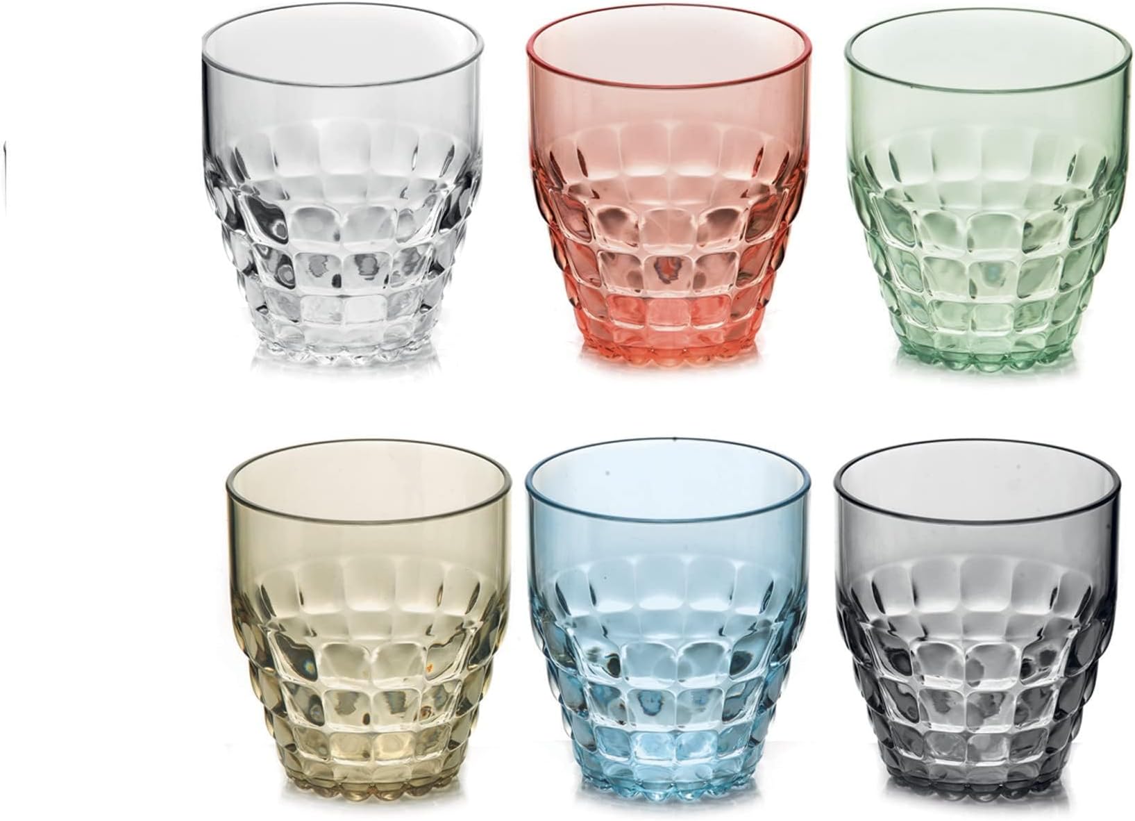 Tiffany 12oz Low Tumblers (Set of 6) Bright Colorful, Chip Resistant & Unbreakable, Reusable, BPA-Free, Iced Coffee, Smoothie, Water - Stackable Cup for Kids, Home & Kitchen