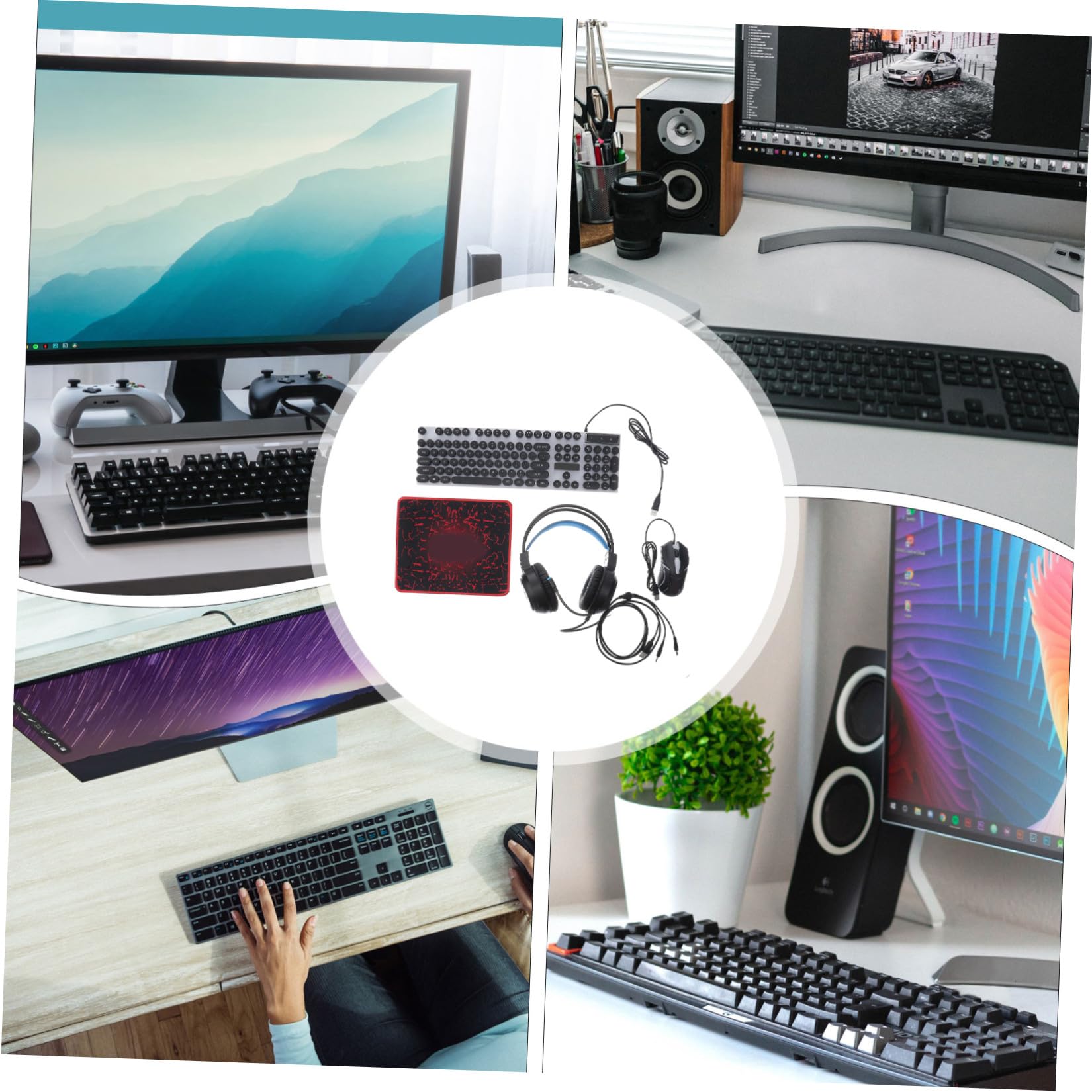 DOITOOL Conjunto De Teclado y Ratón Retroiluminación para Jugadores Incluye Auriculares y Alfombrilla para Ratón para Gaming y Trabajo Casa