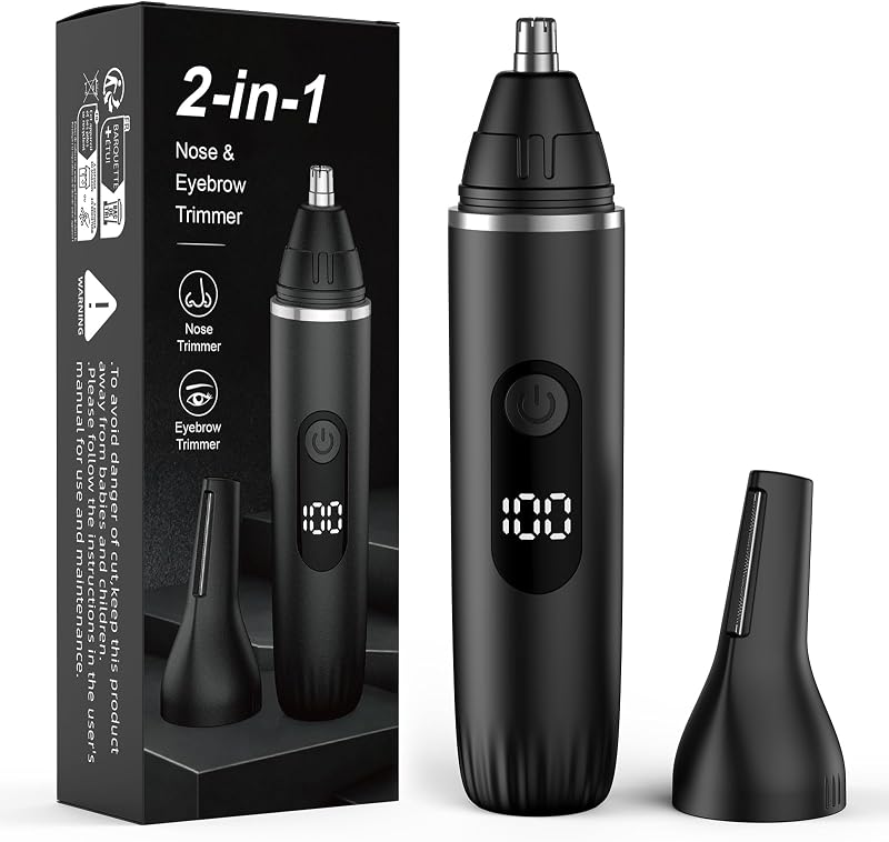 Aparador de pelos do nariz e sobrancelhas 2 em 1 Notato, preto, modelo L10, recarregável via USB-C