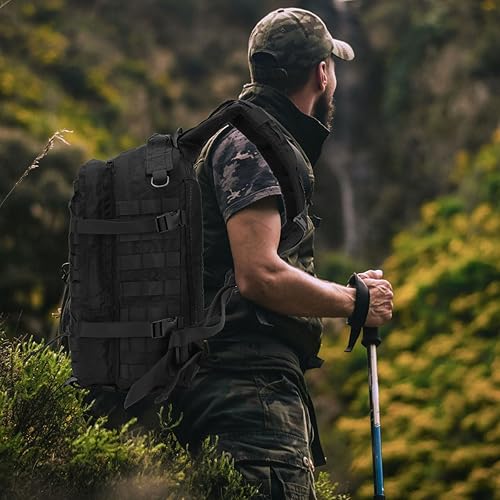 Miniatura 6 de Mochila táctica militar Lage Molle Mochila de 3 días de asalto Mochila Mochila Camping Senderismo Mochila, Negro-40L, Mochilas de mochila