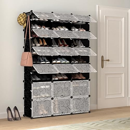 Miniatura 2 de Zapatero organizador de 72 pares portátil de almacenamiento de zapatos, armario estrecho apilable, ahorrador de espacio para armario, entrada,