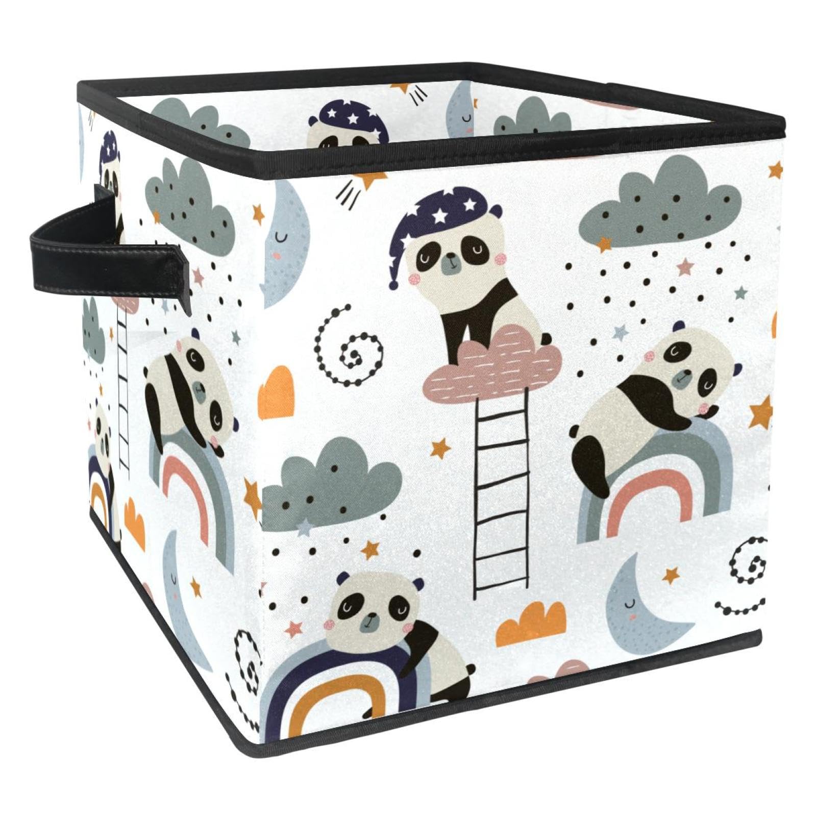 Boîte de rangement pliable en tissu cube avec poignées ergonomiques pour garde-robe