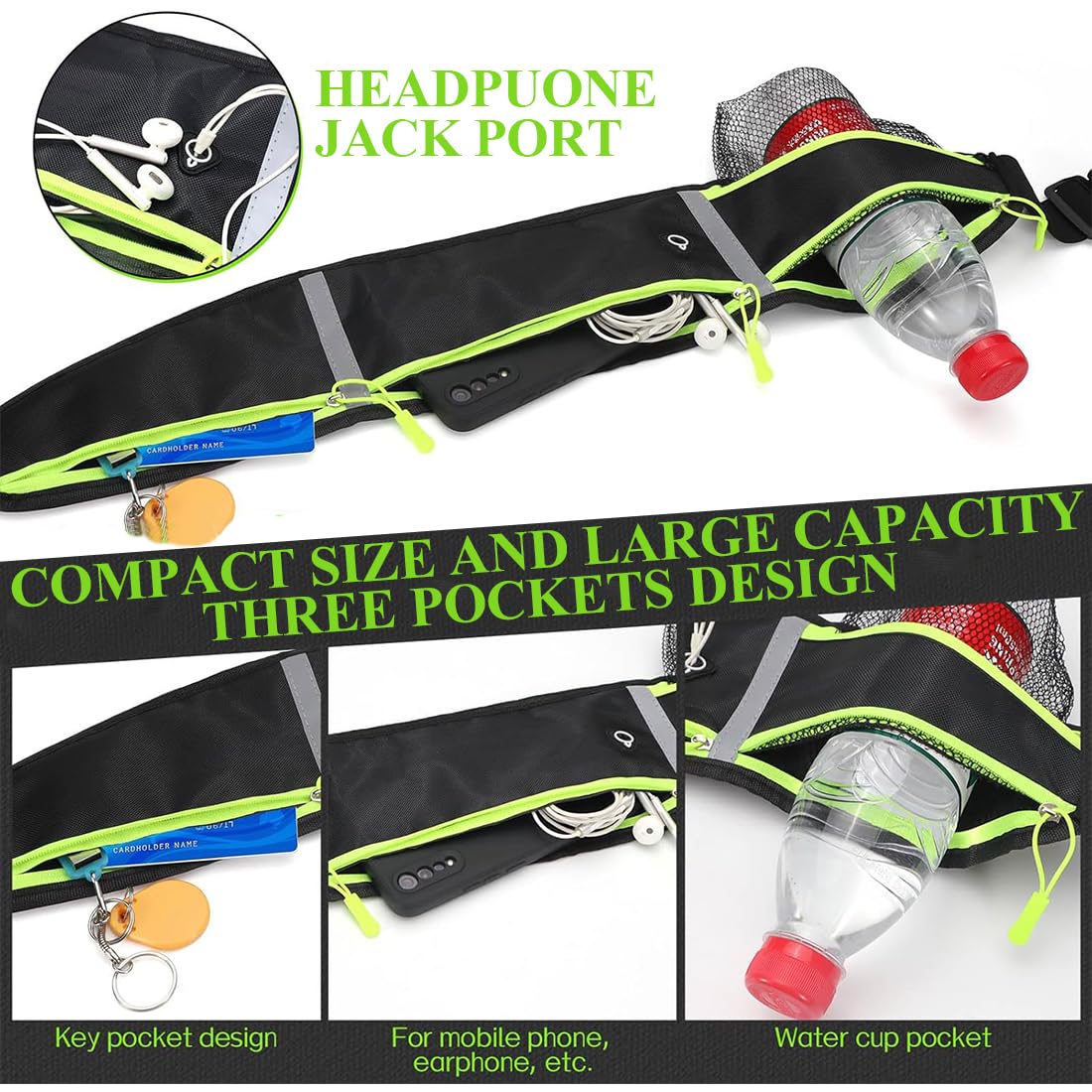 Marsupio Running, Cintura da Corsa, Marsupio da Corsa Impermeabile per Uomo e Donna, per Escursioni, Fitness, Viaggi, Corsa, Pocking, Accessori, Cintura Elastica