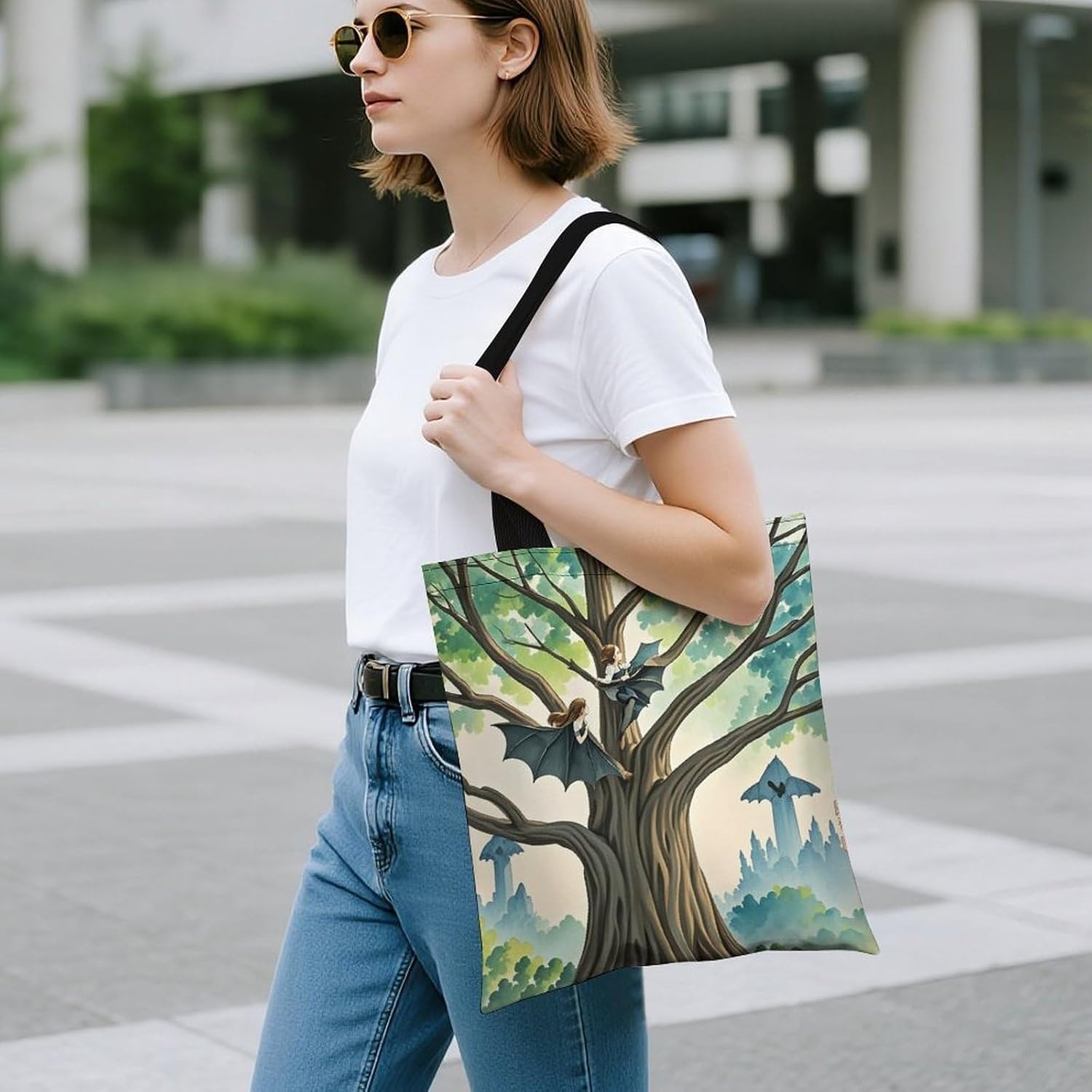Cute Aesthetic Canvas Tote Bag for Women Lady Reusable Grocery Bag image 3