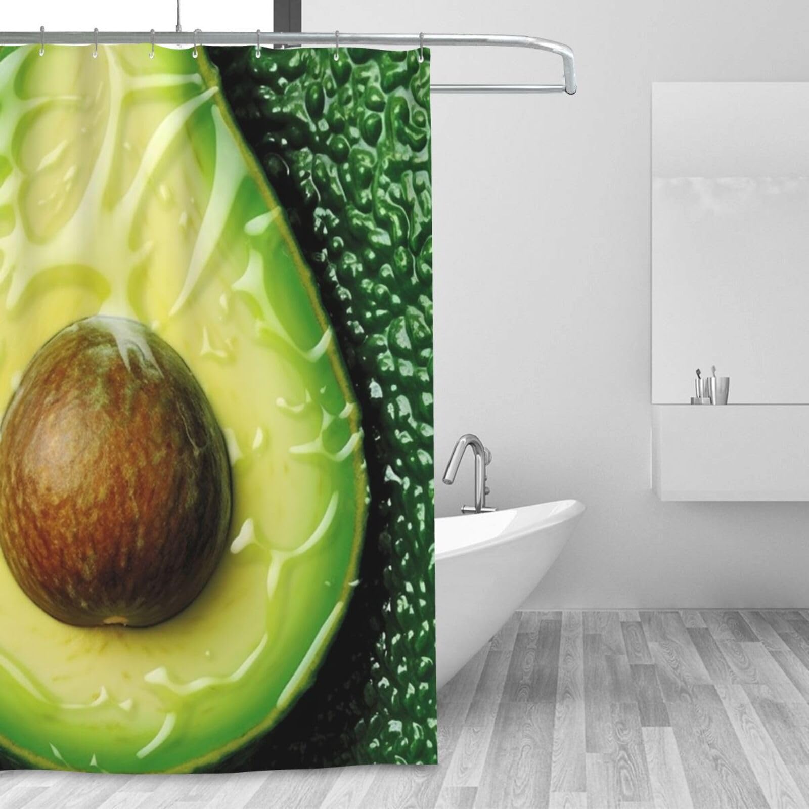 Rideau de douche moderne avocat pour une salle de bain style scandinave
