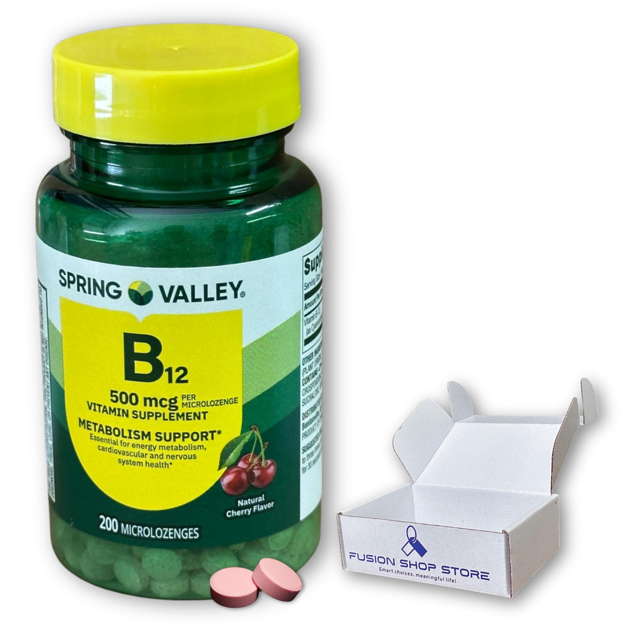 B12 500 mcg Sublingual- Cherry Flavor 200 ct (Pack of 1), Boxed by Fusion Shop Store