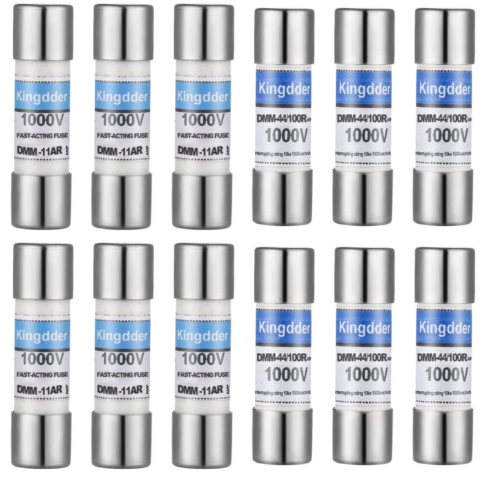 Kingdder 12 Pcs DMM-11A (DMM11) and DMM-44/100 (DMM 44 100) Fast Acting Digital Multimeter Replacement Fuse Compatible with Fluke Multimeters