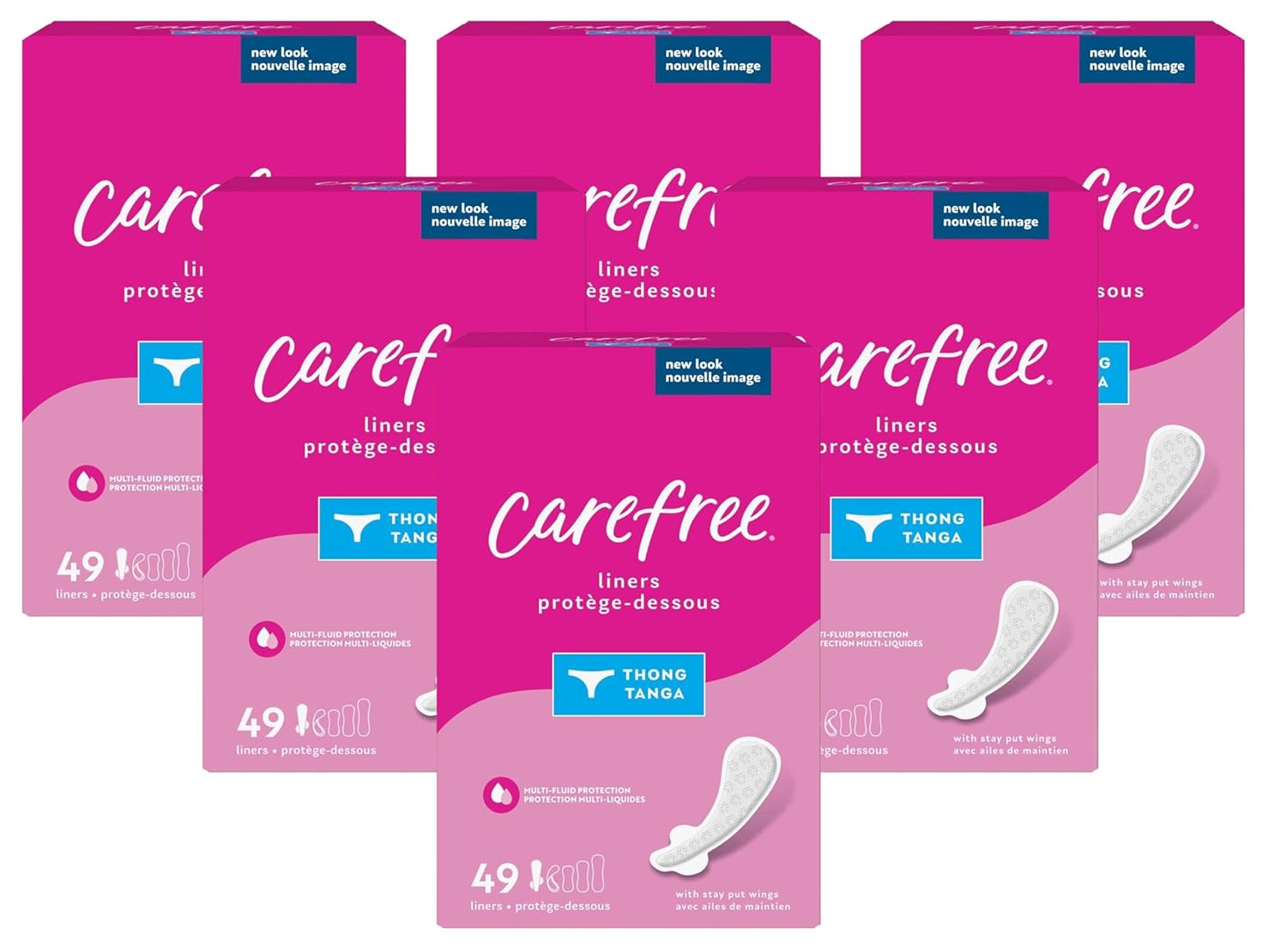 Carefree Thong Regular 49 Count Unscented Liner (6 Pack)