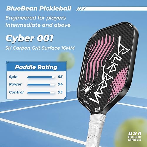 Miniatura 2 de Paletas de pickleball, USAPA, paleta de pickleball de fibra de carbono con núcleo de panal de polímero de 0.63 pulgadas que proporciona un peso más