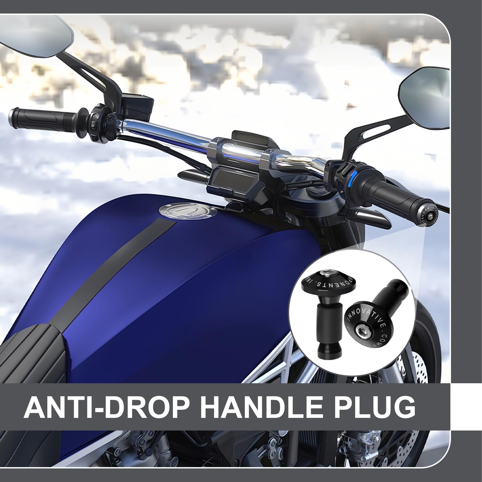 Estremità Manubrio Moto, 1 Paio di Alluminio CNC per Universale 22mm 7/8", Tappo Estremità Scorrevoli Maniglia Moto, Accessorio Essenziale per Maniglia Moto, Nero
