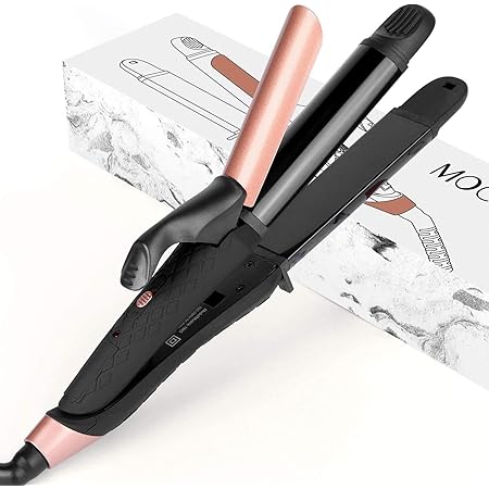 Travel Curling Iron Flat Iron Dual Voltage, MOCREO Mini Curling Flat Iron for Travel, Travel Hair Straightener 2 in 1 (Black)