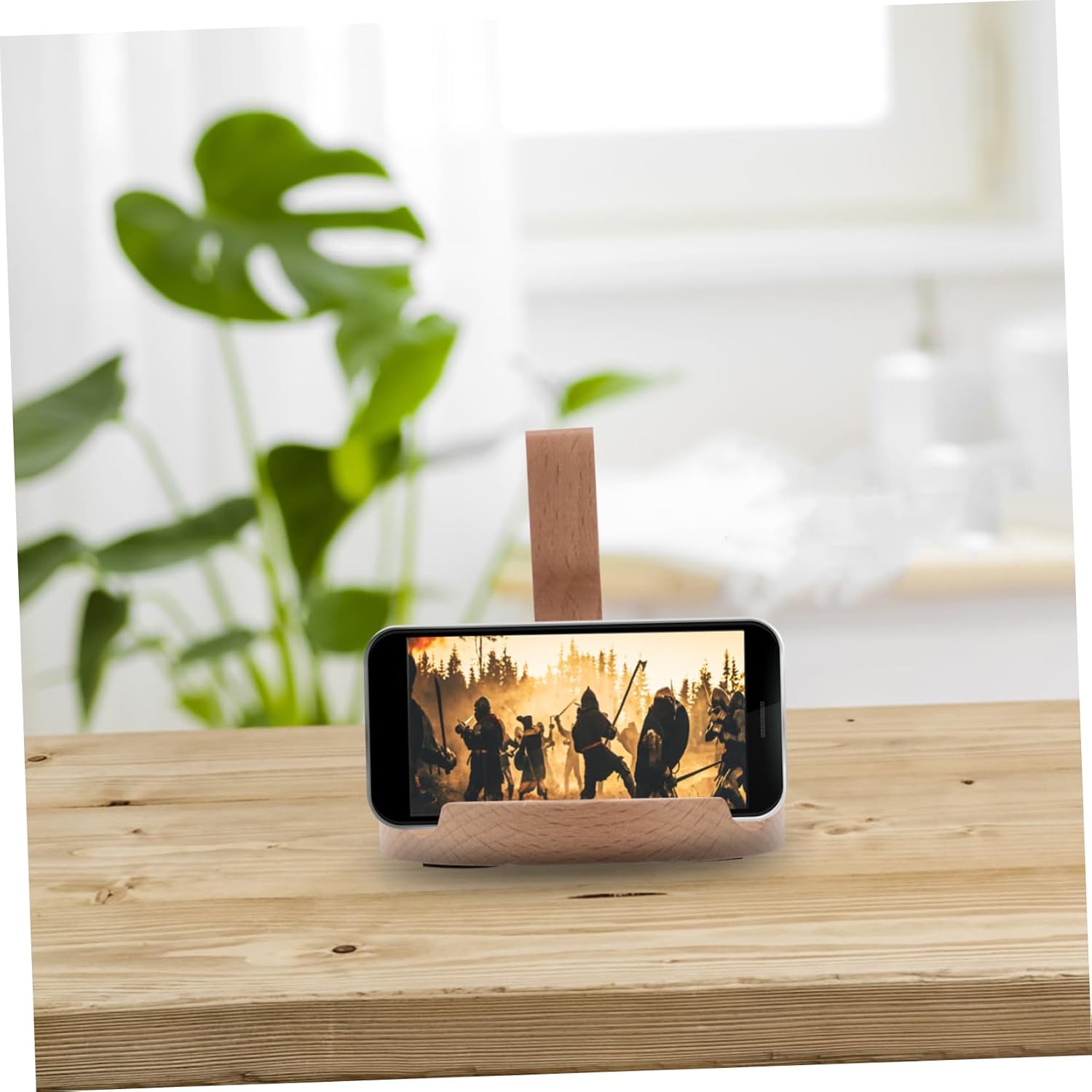 CHILDWEET Cute Cat Wooden Smartphone Holder Stand Stylish Desk Ornament for Mobile Phones for Home Office Use Convenient Hands Viewing Stable Support for Easy Accessibility image 5