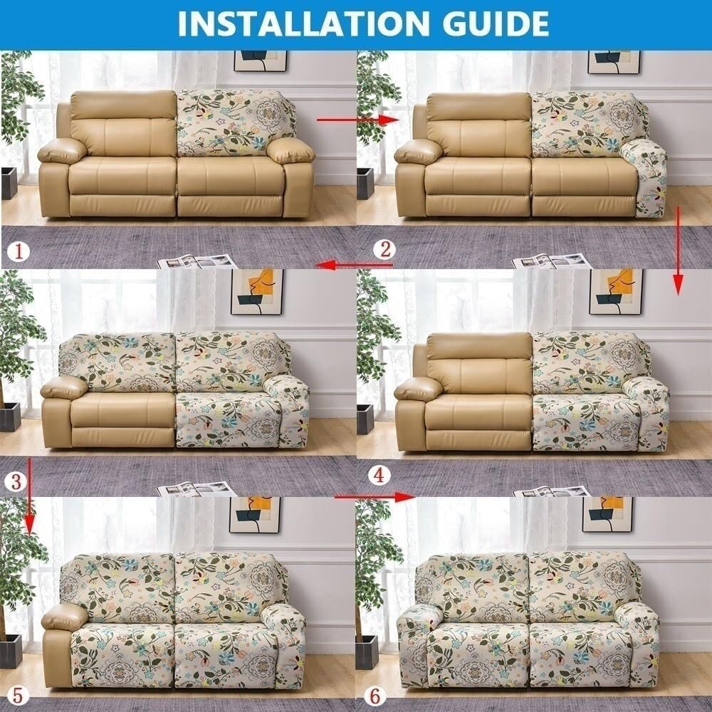 Housse de canapé inclinable et relaxante extensible 2 places, housse de canapé inclinable universelle avec poches, housse de chaise lavable 6 pièces, housses de canapé de massage électrique(#30)