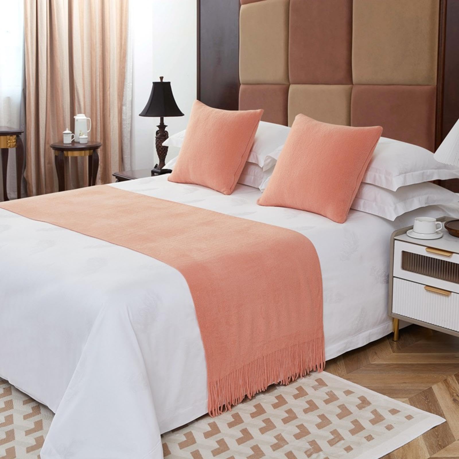 Bettläufer Schal Hotelbett Läufer Licht Luxus Bett Schal Bettdecke Hitch Schal Bettschal für Fuß des Bettes König,H-60X210cm(1.5mbed)
