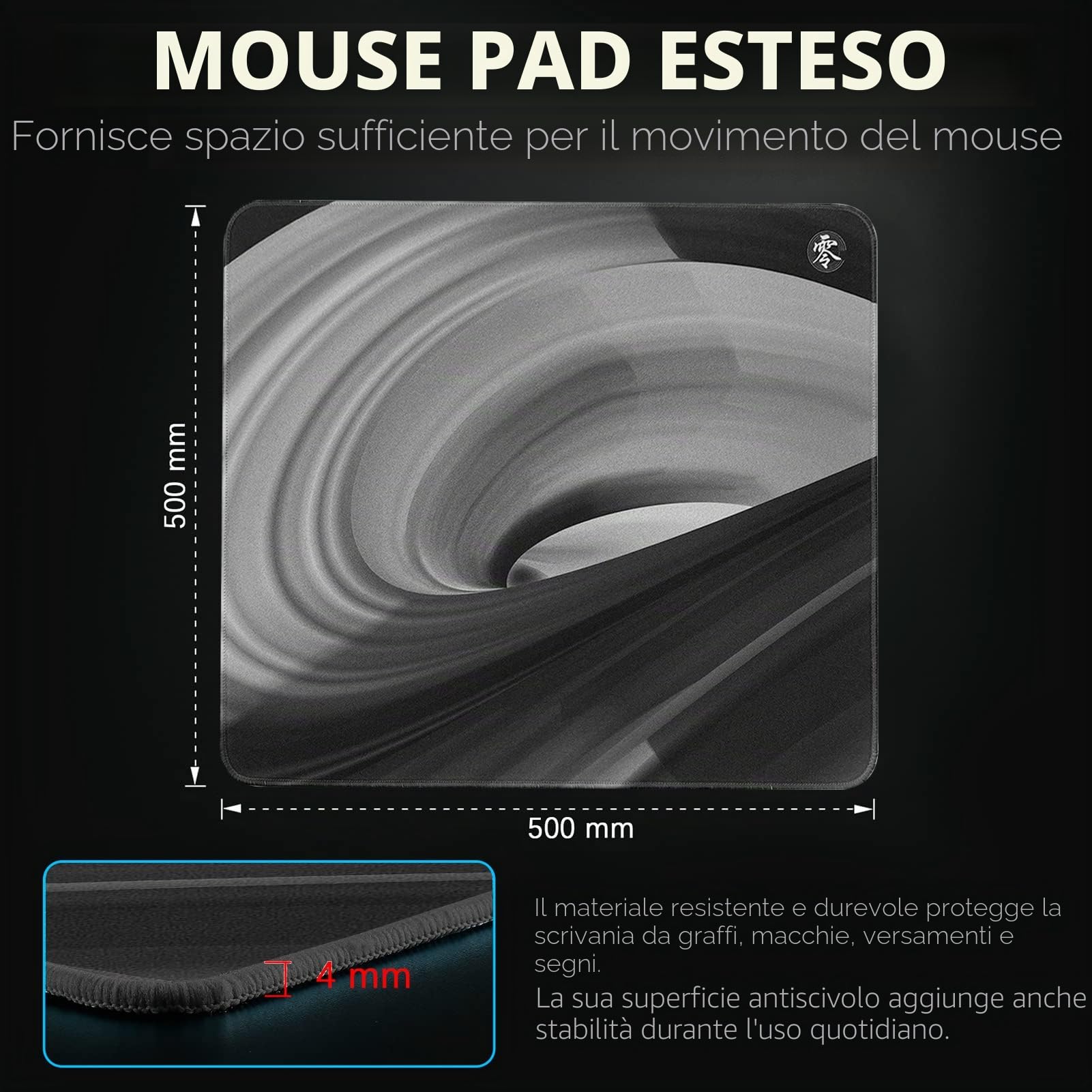 X-Raypad Aqua Control ZERO AC0 Gaming Mouse Pad, Tappetino per mouse ad altissima precisione con perfetta velocità e capacità di controllo (AC0 nero, 500 x 500 x 4 mm)