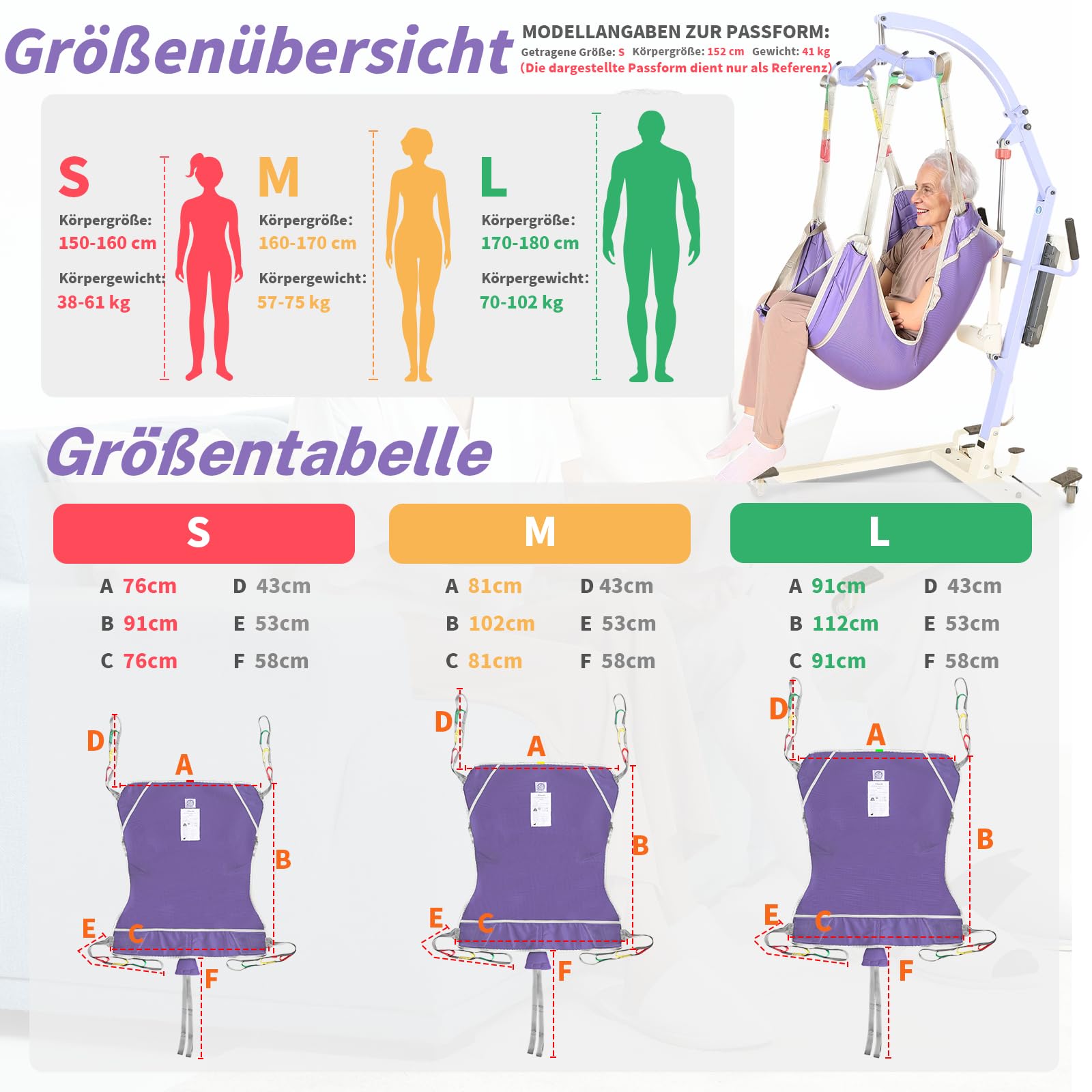 Cinghia di sollevamento per WC, cintura di sollevamento per pazienti per il trasferimento di anziani, bariatrici, disabili, capacità di carico 500 lbs (viola, piccola)