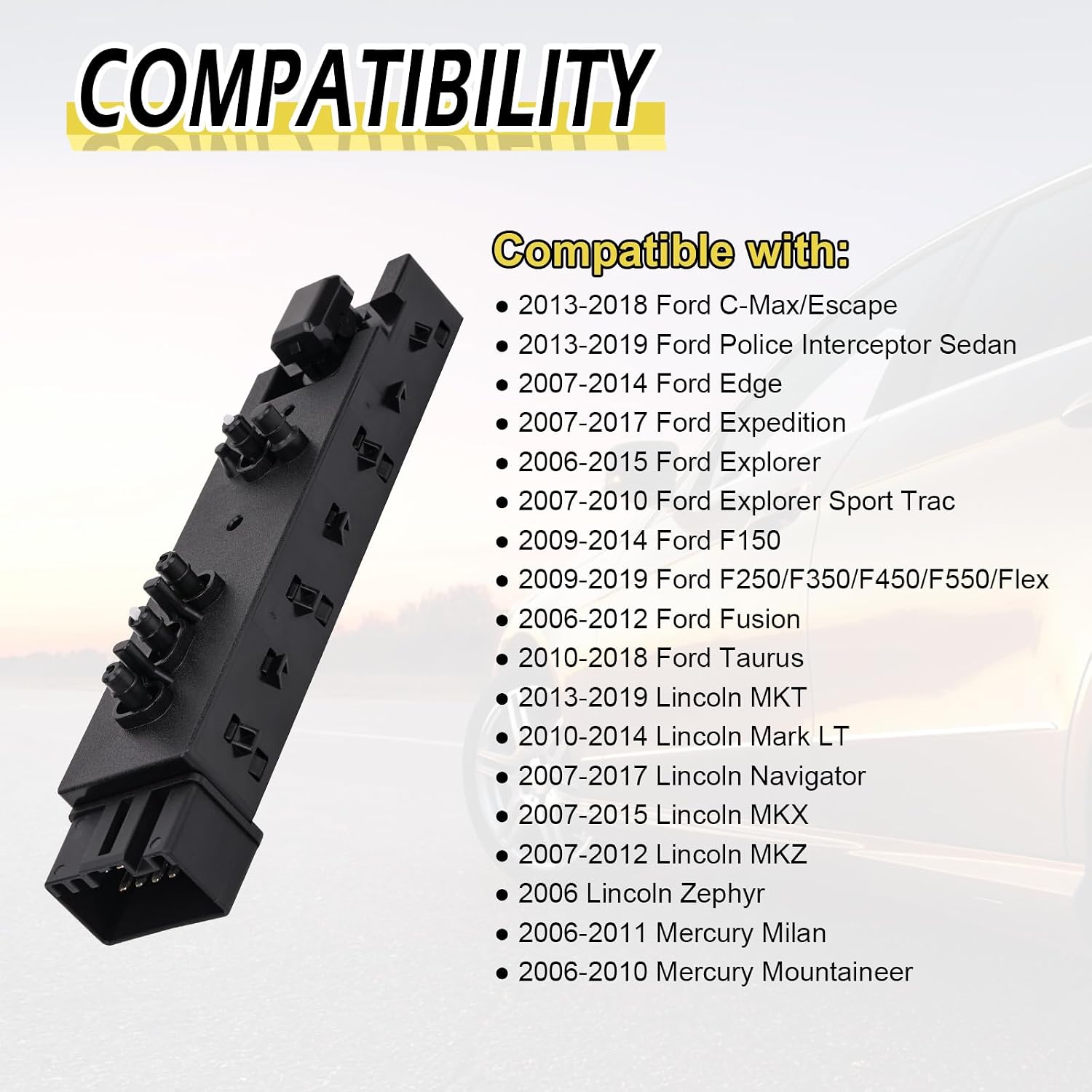 Vurkcy Front Left Driver Side Power Seat Switch Compatible with Ford Explorer Expedition F150 F250 F350, Lincoln MKX MKZ,Mercury Milan Mountaineer 2006-2019, Replaces 9L3Z-14A701-FB SW7260