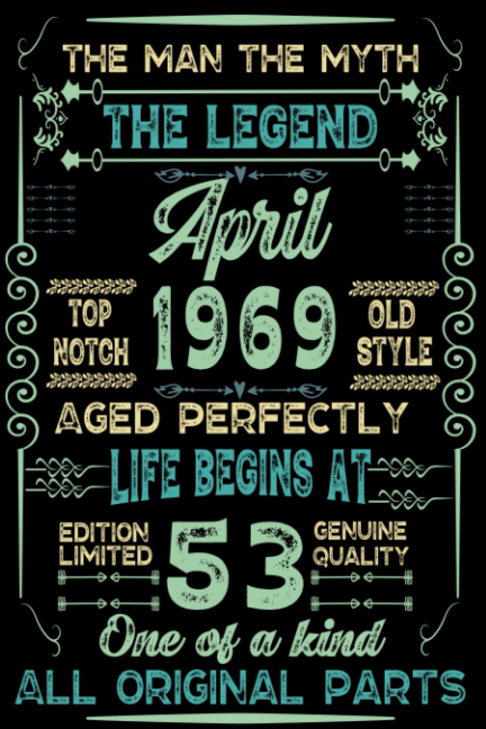 April 1969 the Man Myth the Legend aged perfectly notebook 53 th Birthday 53 Years Old: ❤ Perfect Birthday Gifts for man, papa, Grandpa, father ❤ This ... Pretty Awesome Journal Notebook for Man