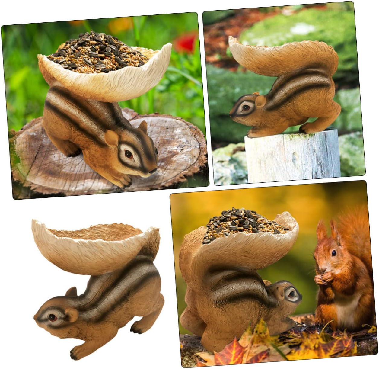 MERRYHAPY 1pc Creative Resin Squirrel Feeder Garden Decor Charming Outdoor Adornment for Home and Garden Durable and Fun Resin Art Supply