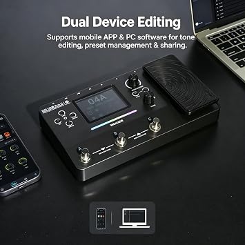 MOOER GE100Pro Li Guitar Multi-Effects Pedal with 3.5 inch screen, AI Tone Assistant, 240 Effect Types, Looper, Drum Machine, RGB Lighting, Mobile APP & PC Editing for Stage & Recording