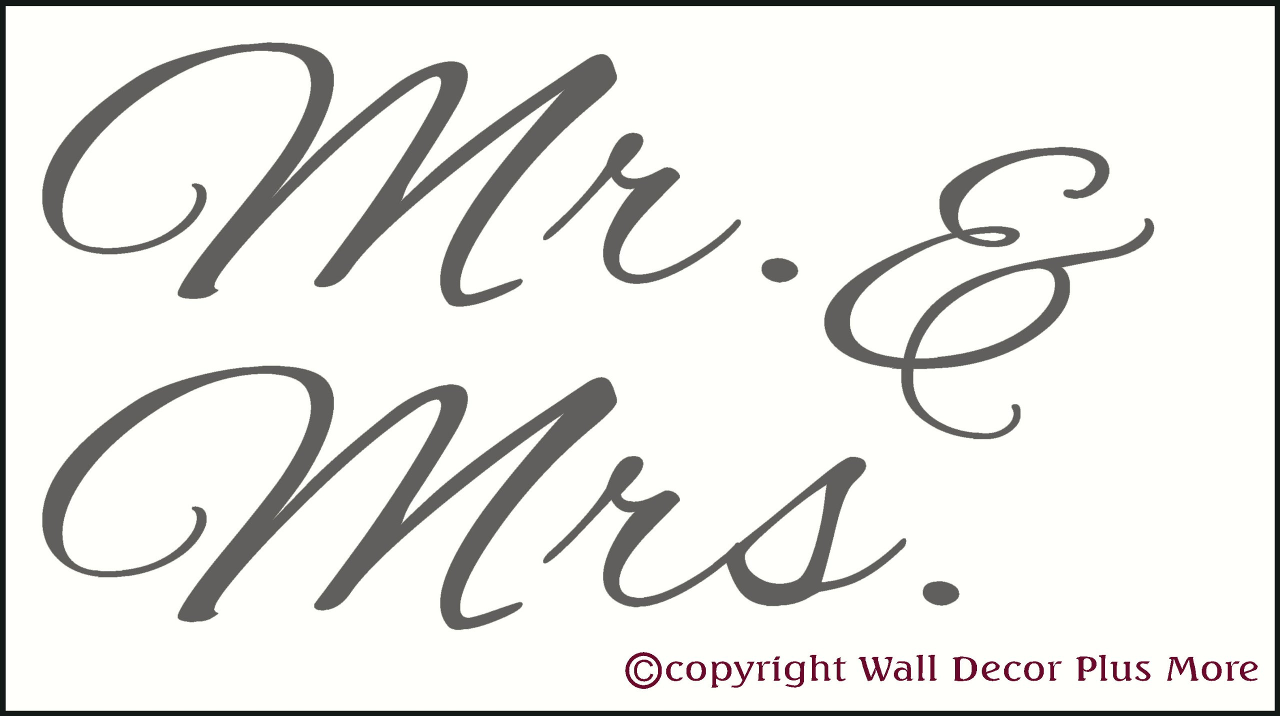 Wall Decor Plus More Mr. & Mrs. Wall Art for Family Room or Master Bedroom Wall Sticker Decal 23W x 12H - Storm Gray Storm Gray