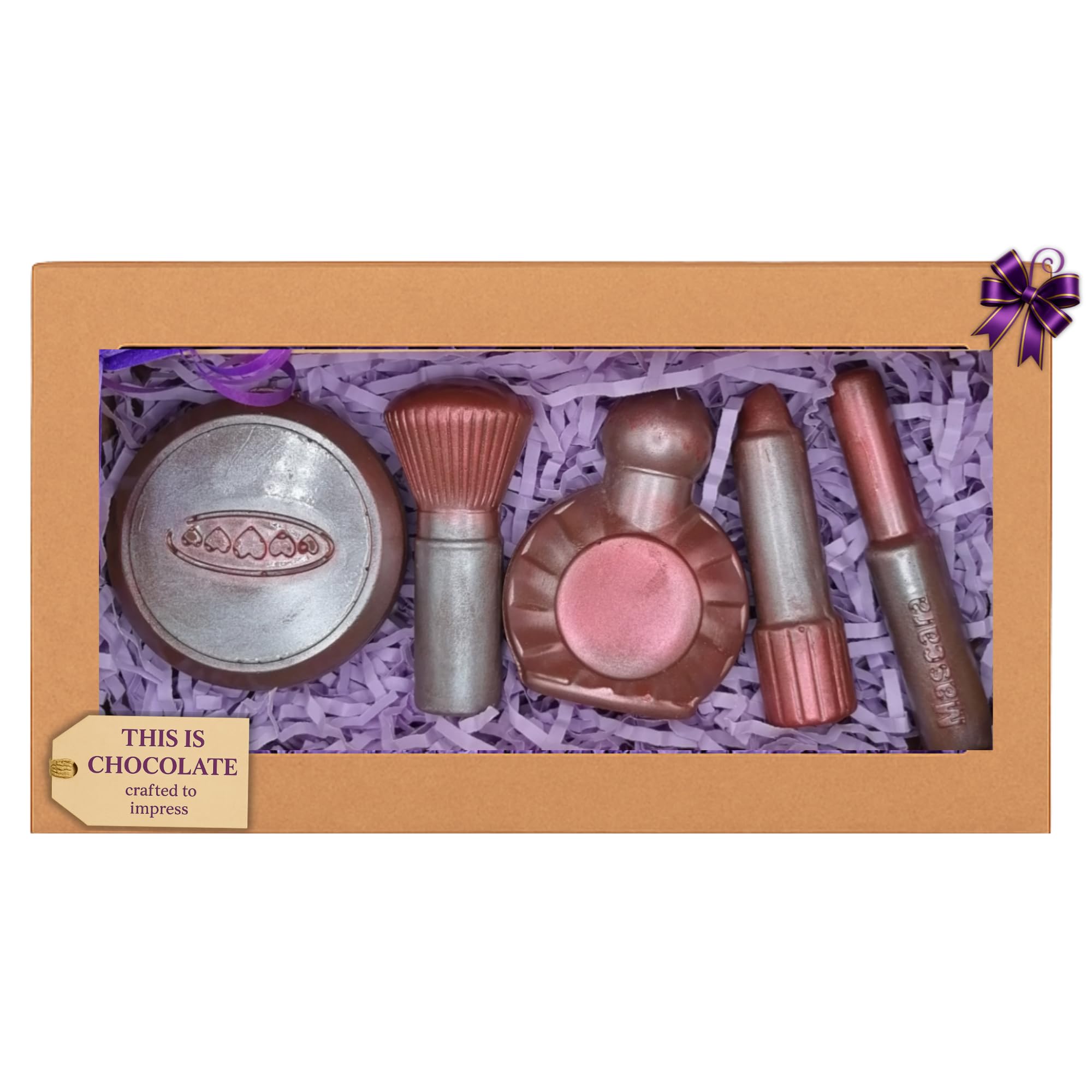 Handmade MAKE-UP Milk Chocolate Set from Belgian chocolate Gift or Cake Topper Decoration.