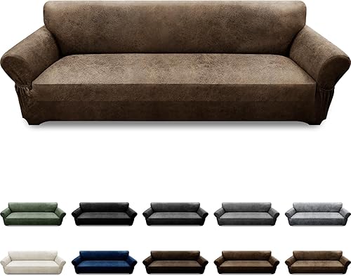 Miniatura 109 de Fundas para sillón con cojines en forma de T de 2 piezas, apariencia de cuero, funda para sofá, funda para silla, protector elástico para muebles,