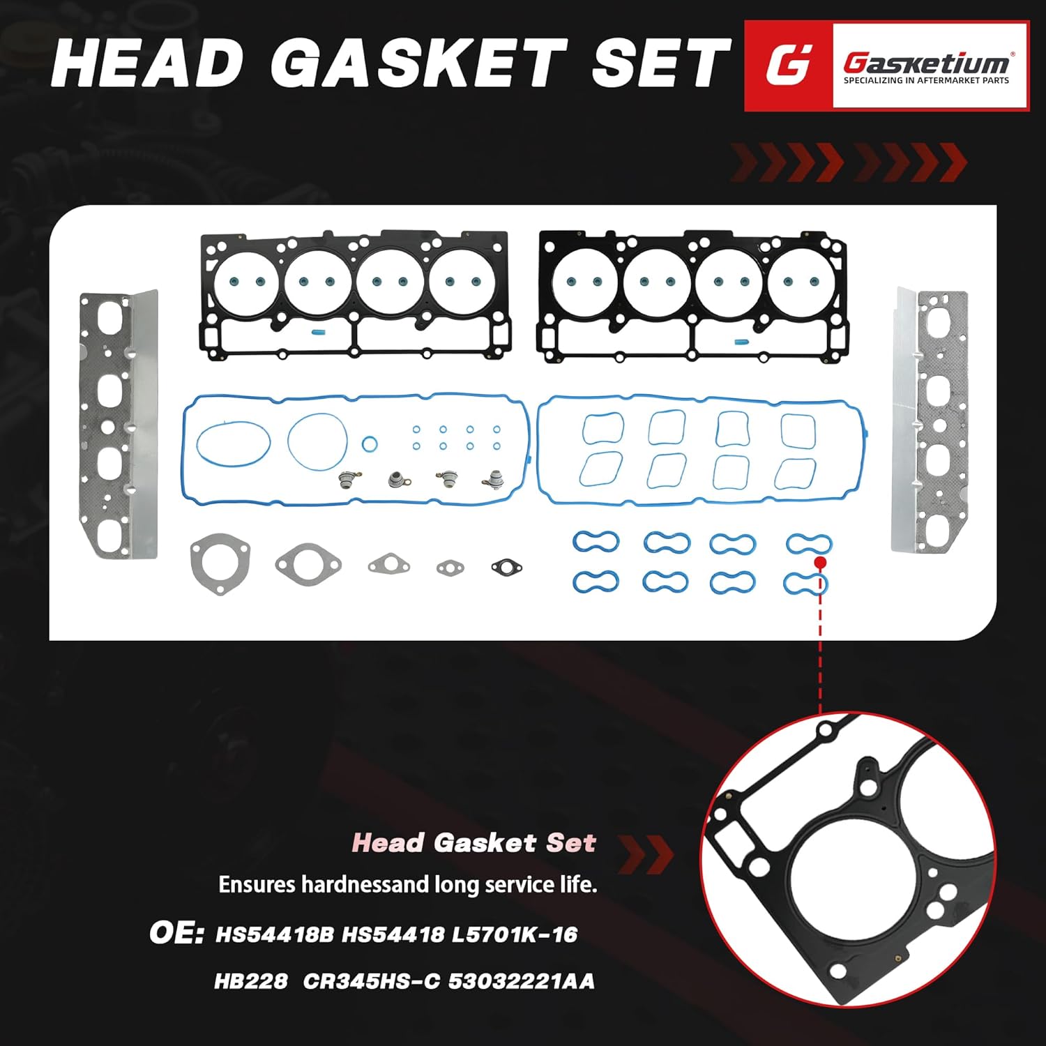NON MDS Camshaft Lifter Kit Head Gasket Set Fit For Chrysler 300 Jeep Grand Cherokee Dodge Durango Challenger Charger 5.7L V8 2009-2016 HS26423PT 53022372AA 53021720AD 53021720AE