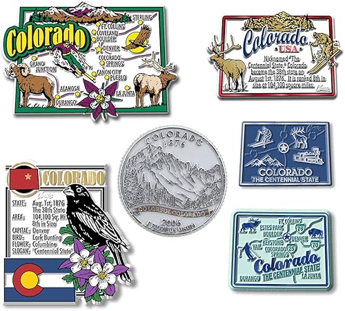 Juego de imanes de estado de seis piezas de Colorado por Classic Magnets, incluye 6 diseños únicos, recuerdos coleccionables fabricados en los disponible en Yaxa Peru