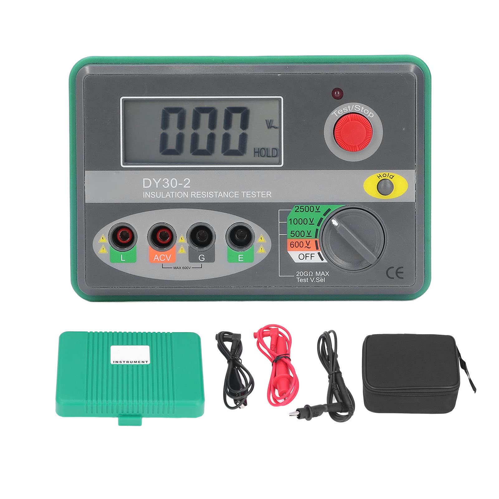 Dioche Megóhmetro Probador de Resistencia de Aislamiento Eléctrico 500V 1000V 2500V Megóhmetro Digital para Aparatos Eléctricos, Pantalla LCD de 20G Ohm, Automático, Herramienta de Prueba