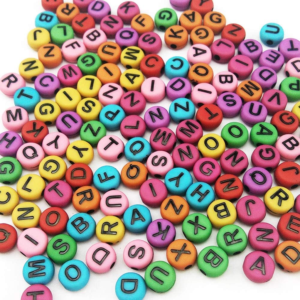 600 Pieces 6mm DIY Black Colorful Acrylic Alphabet Letter Cylinder Column Beads for Jewelry Making, Bracelets, Necklaces, Key Chains