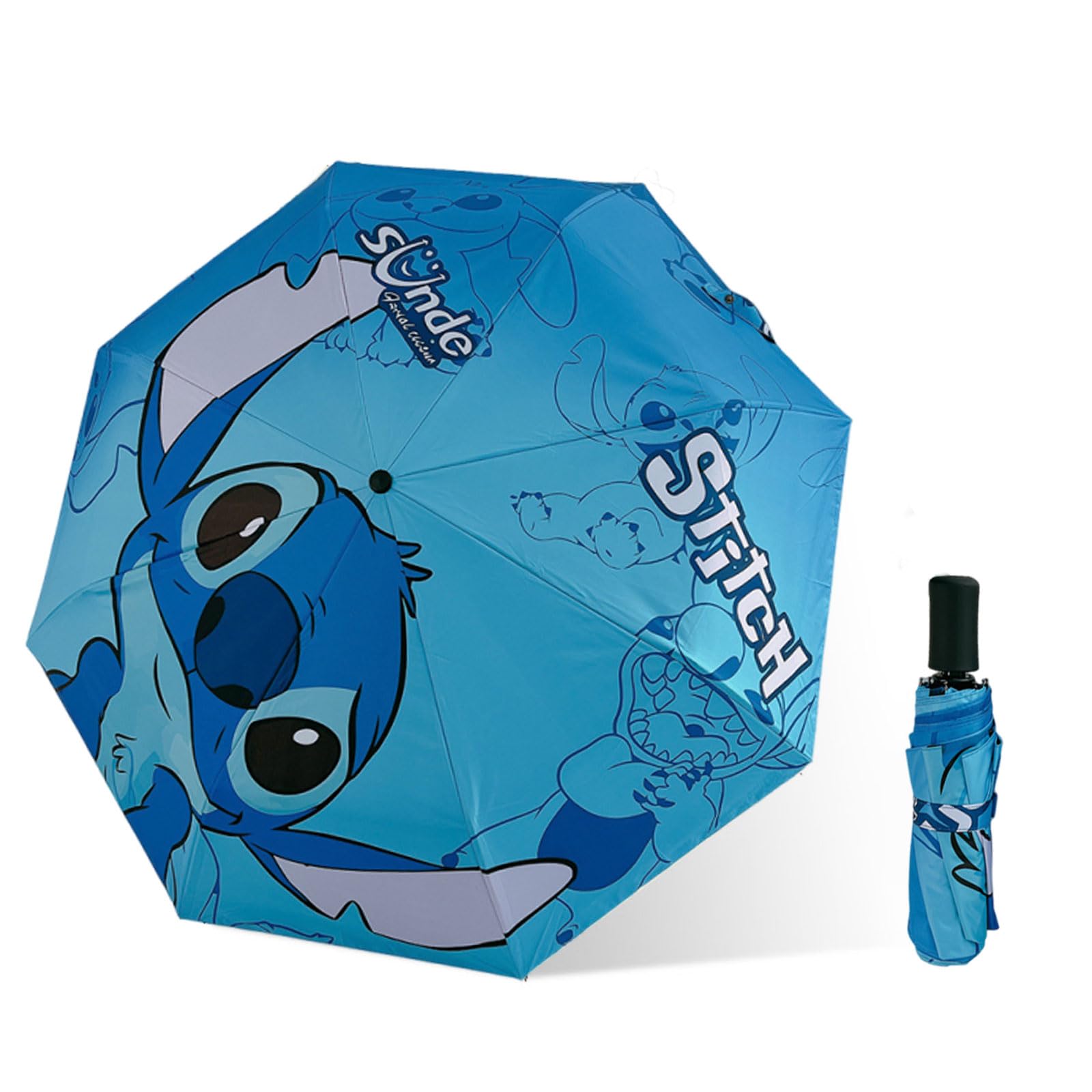 YUWUAR Cute Travel Umbrella, Cartoon Umbrellas for Rain,Folding Telescopic UV Protection Umbrella for Windproof, Gift for Him (Blue)