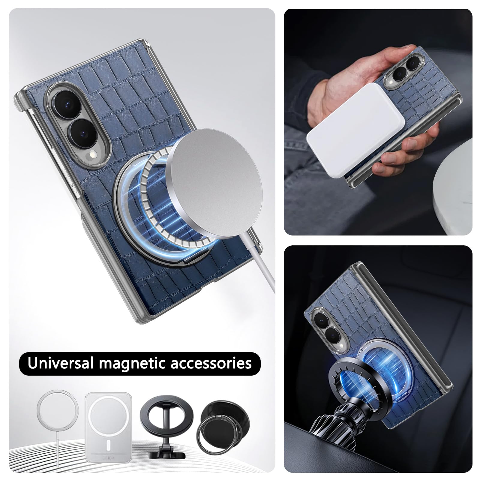 Custodia Cerniera Per Samsung Galaxy Z Fold 8, Coccodrillo Anello