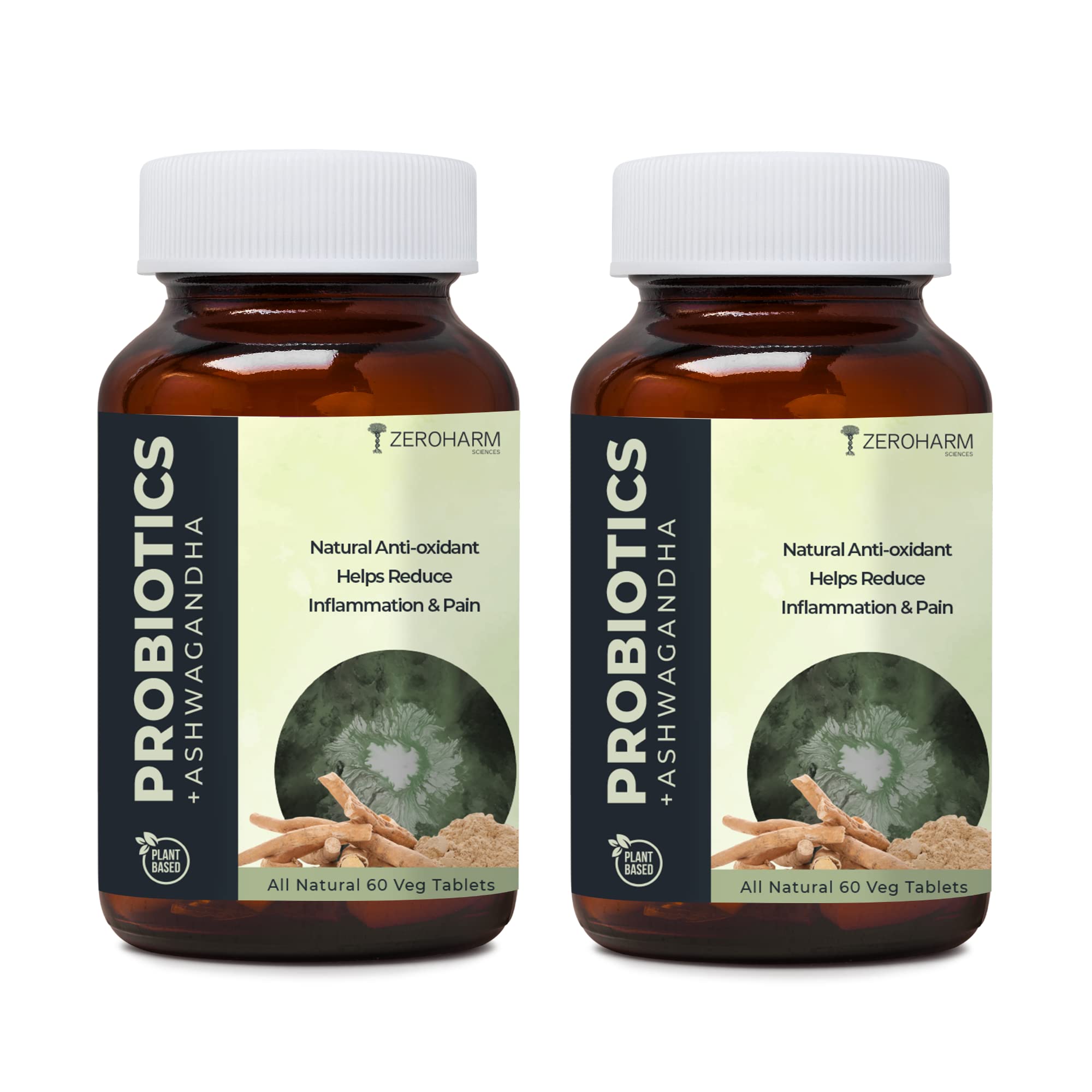 ZEROHARM Ashwagandha Probiotic Supplement | Prebiotics for Gut Health, Stress Balance, Muscle Support & Protein Absorption | 100 Billion CFU, Psyllium Husk | For Men & Women | 60 Veg Capsules — Amazon image 8