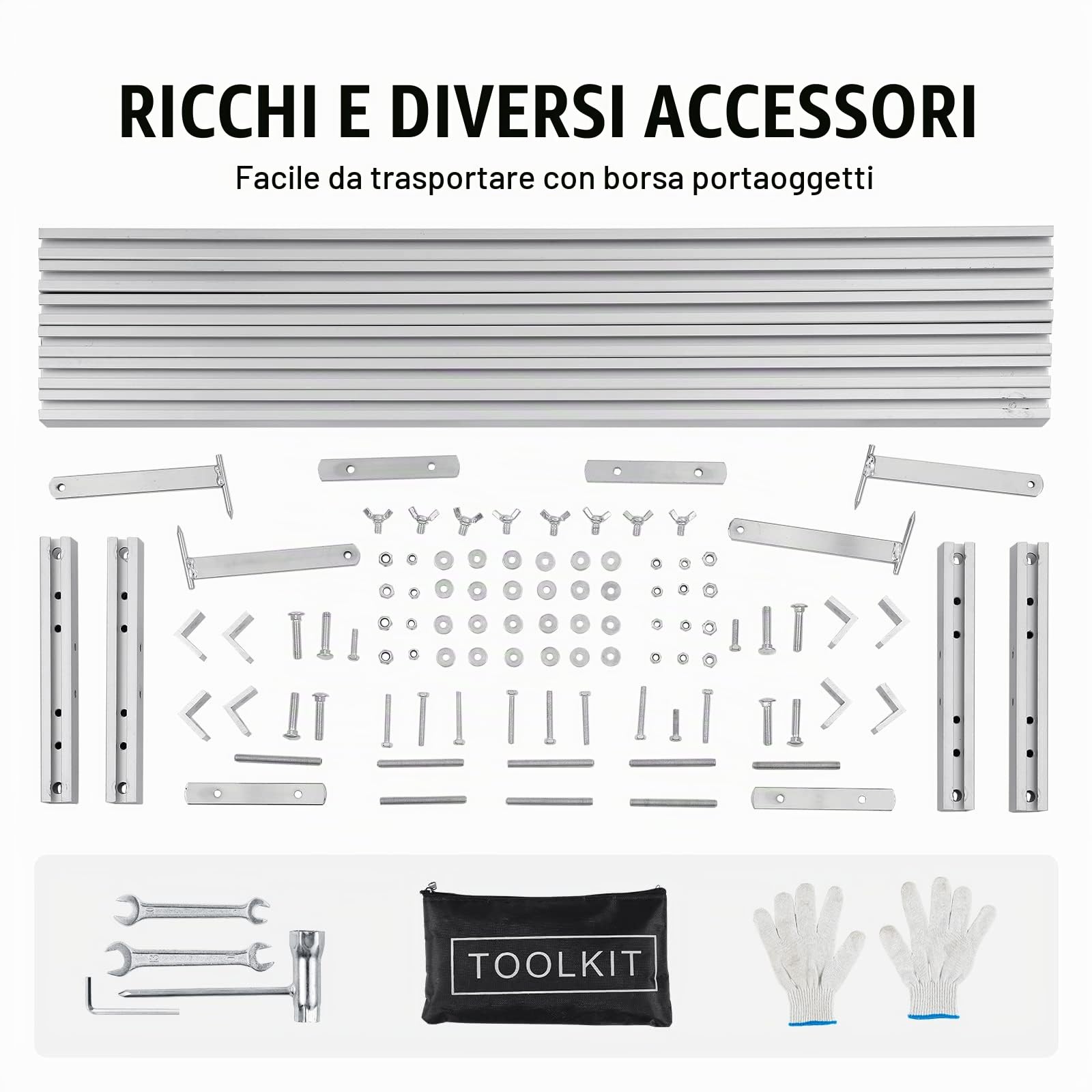 VEVOR Guida per Fresatura da 274cm, Kit di Barre Trasversali, Guida per Troncatrice a Catena, Sistema di Guida per Segheria in Alluminio Regolabile, Binario Guida per Troncatrice a Catena di Falegname