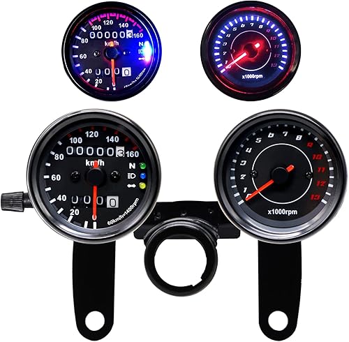 Iztor odómetro, velocímetro y tacómetro negro para motocicleta con soporte para Yamaha SR XV RX Cafe Racer Suzuki Honda Kawasaki