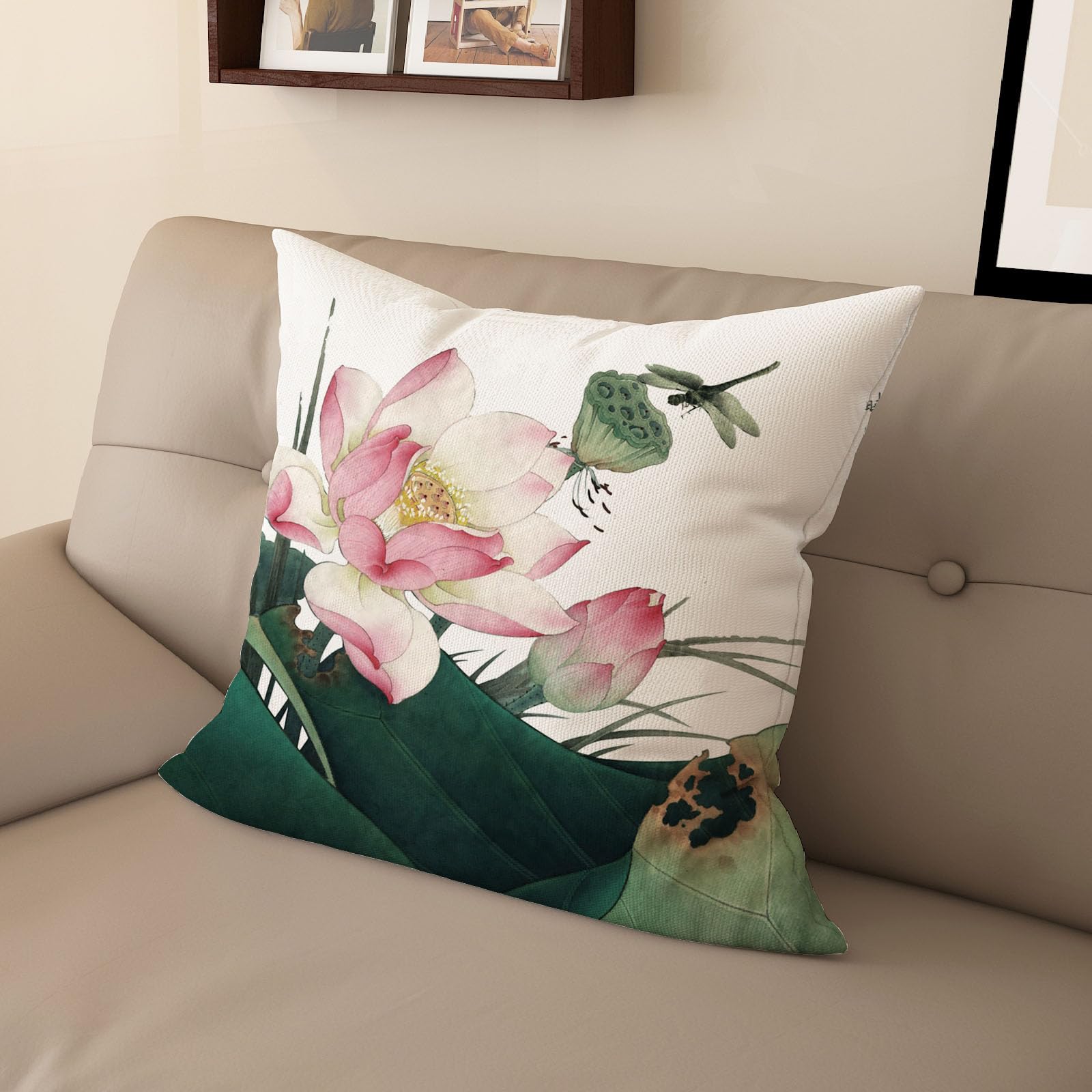 Housse de coussin lotus zen en lin pour sublimer votre espace de méditation